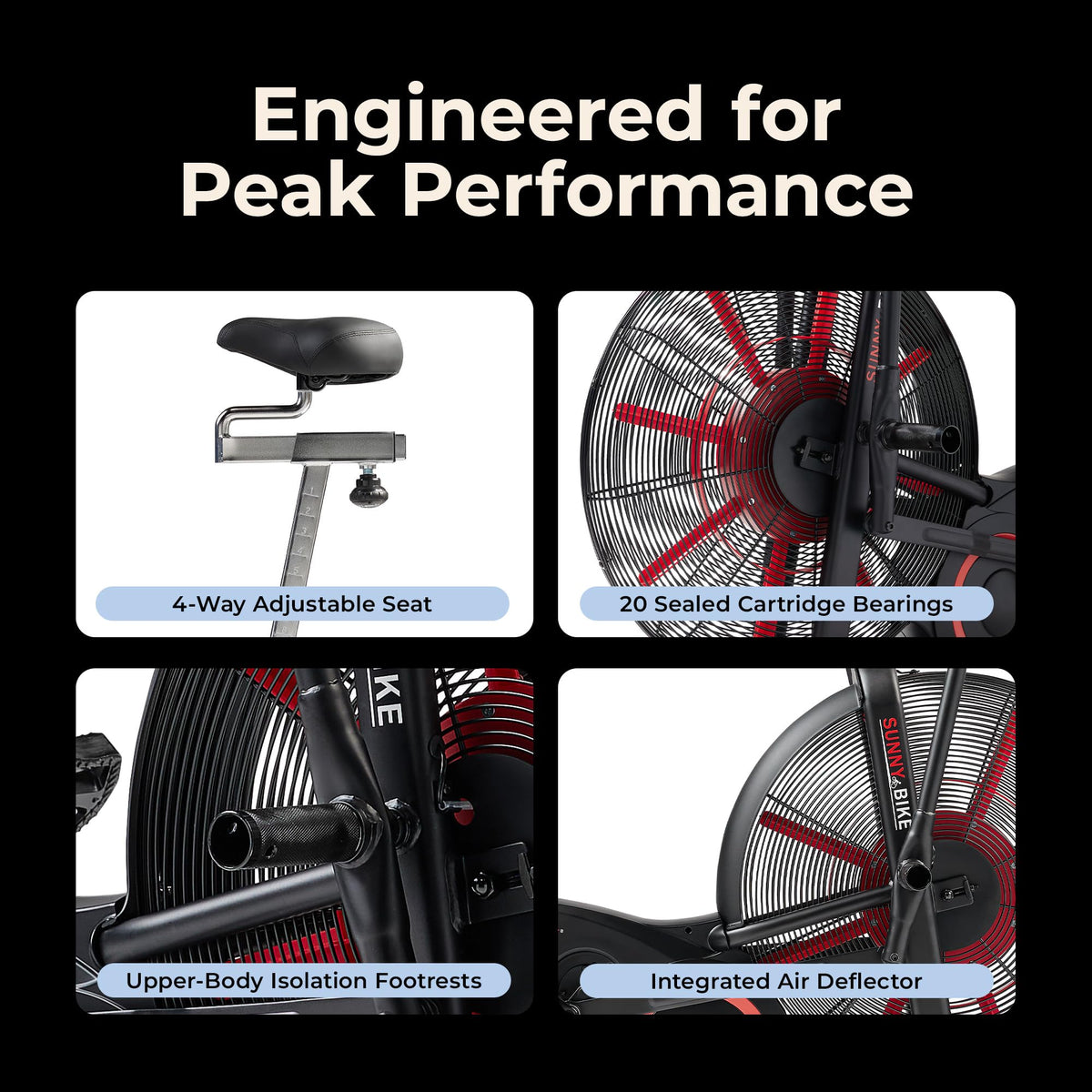 Sunny Health Fitness Smart Heavy Duty Fan Bike for HIIT - Sunny Health & Fitness Official Imagery - 6