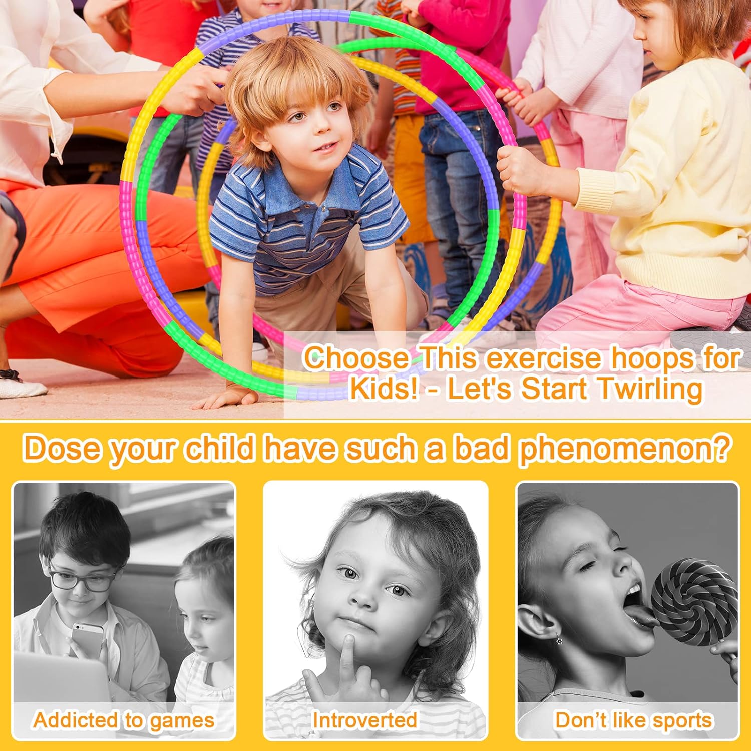 Vinsot Toy Hoop with detachable plastic hoops for children’s exercise and play activities.