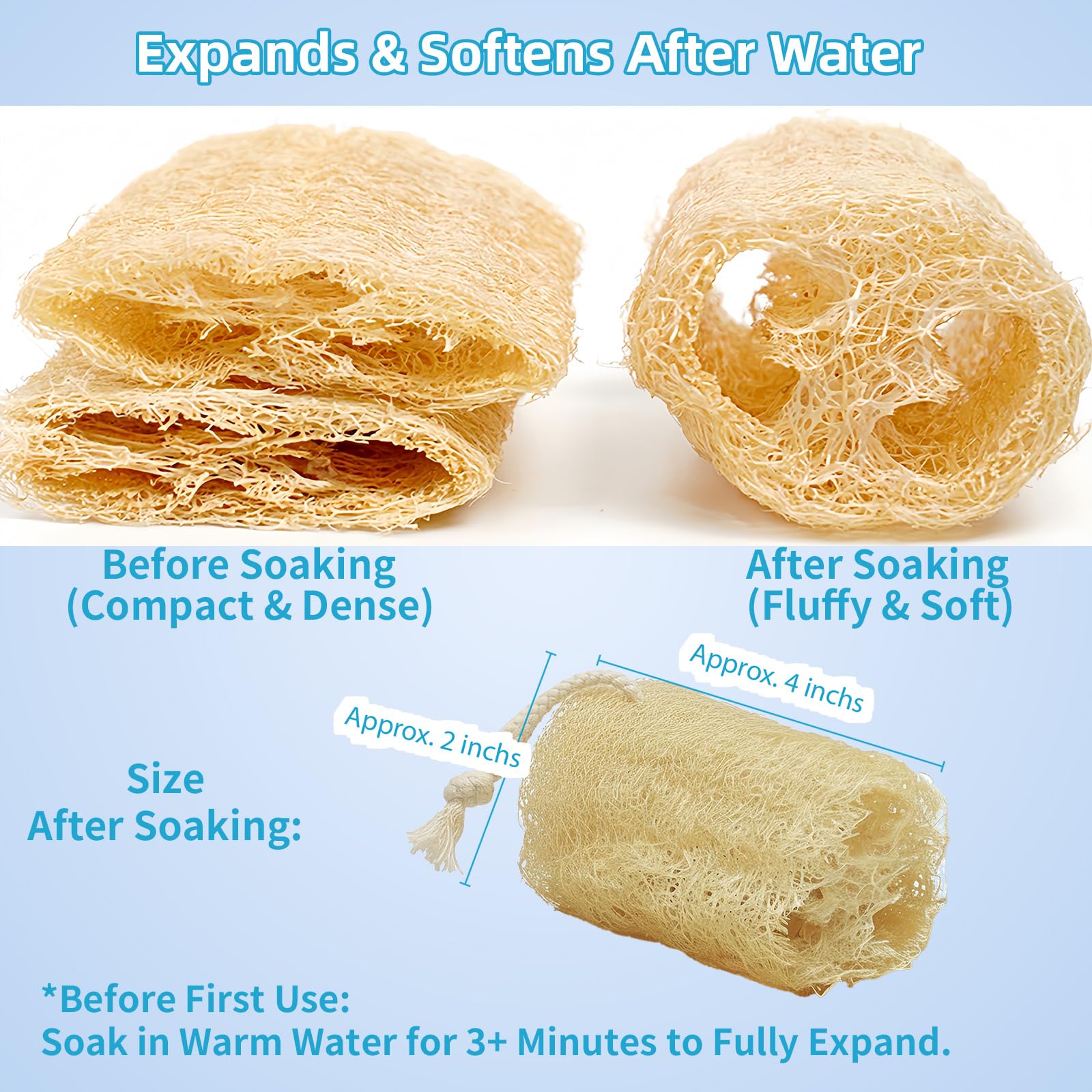 ZOXUYUMI Natural Loofah Exfoliating Body Sponge Scrubber, Plant - Based Organic - ZOXUYUMI Official Product View 5