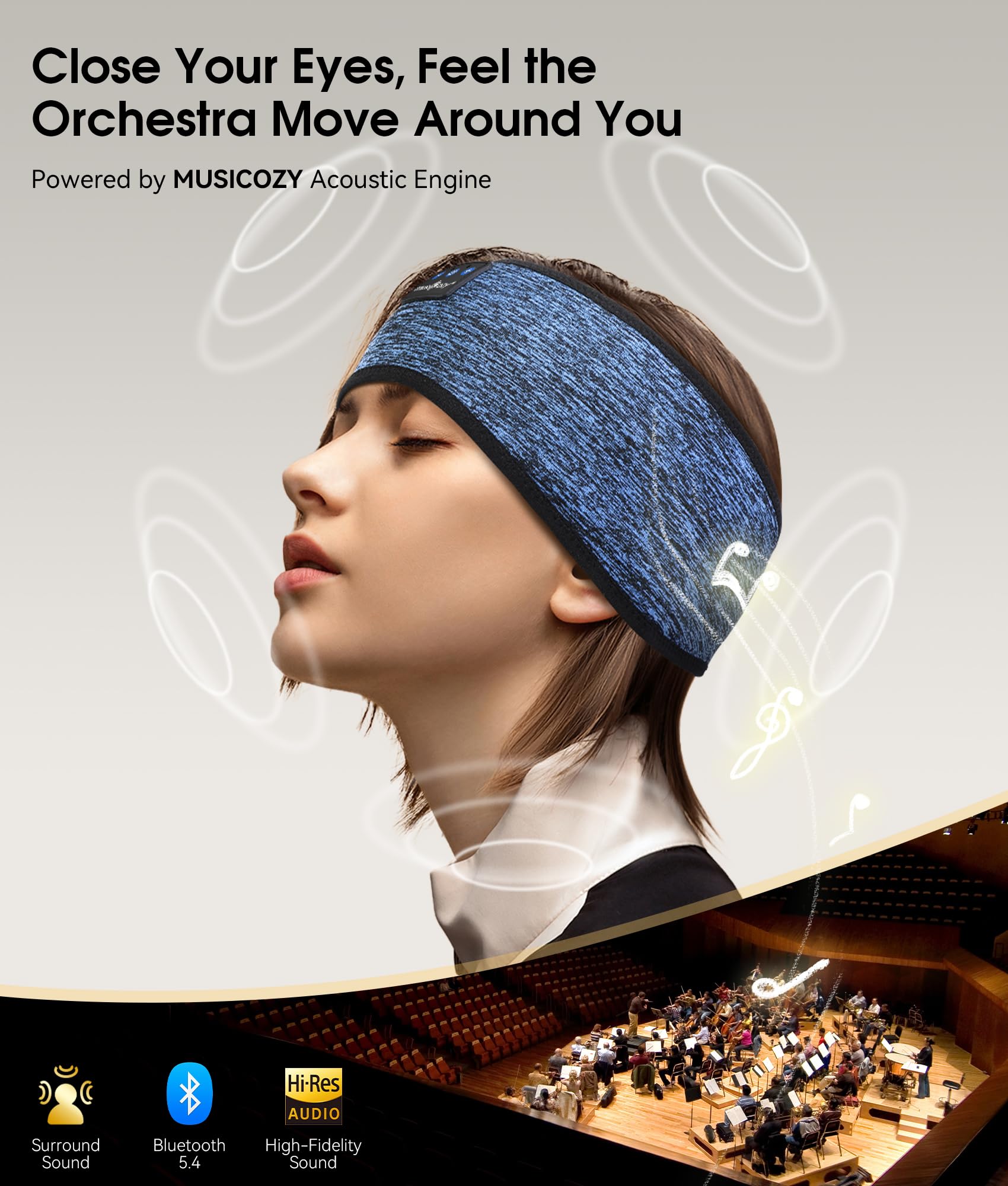 MUSICOZY Bluetooth 5.4 Sleep Headphones Headband Sports Wireless - MUSICOZY Official Product View 4