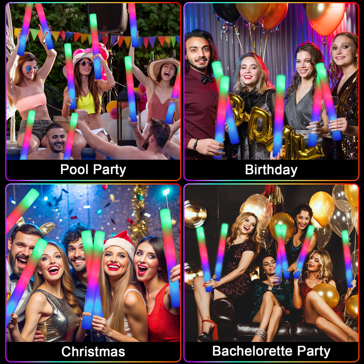 44 PCS Foam Glow Sticks with 3 Modes Colorful Flashing Foam - HONLYNE Official Imagery - 7