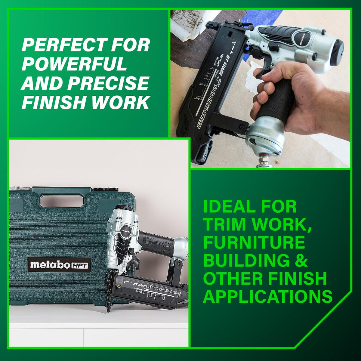 Metabo HPT Brad Nailer Pneumatic 18 Gauge Adjustable Depth - Premium Selection Official Imagery - 3
