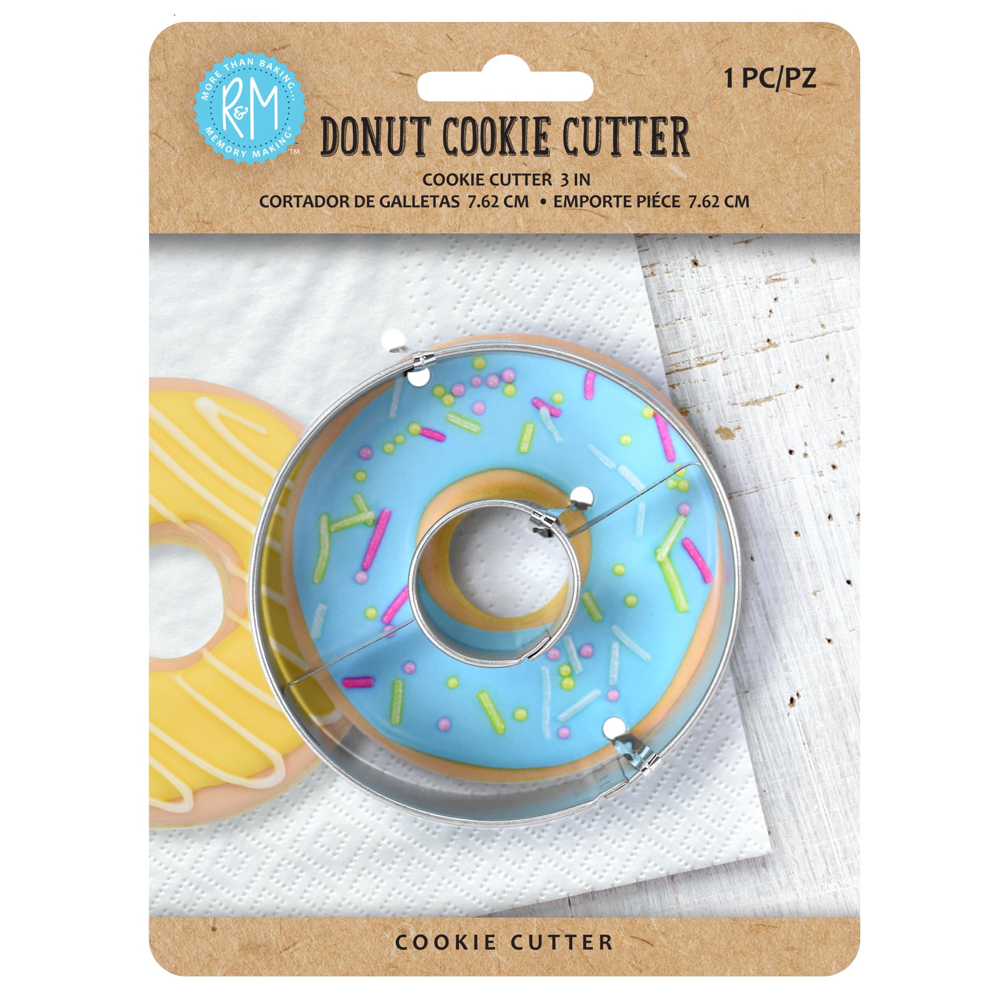 R&M Donut Cookie Cutter, Round with Hole Cut Out. Stainless Steel, 3 I - View 1