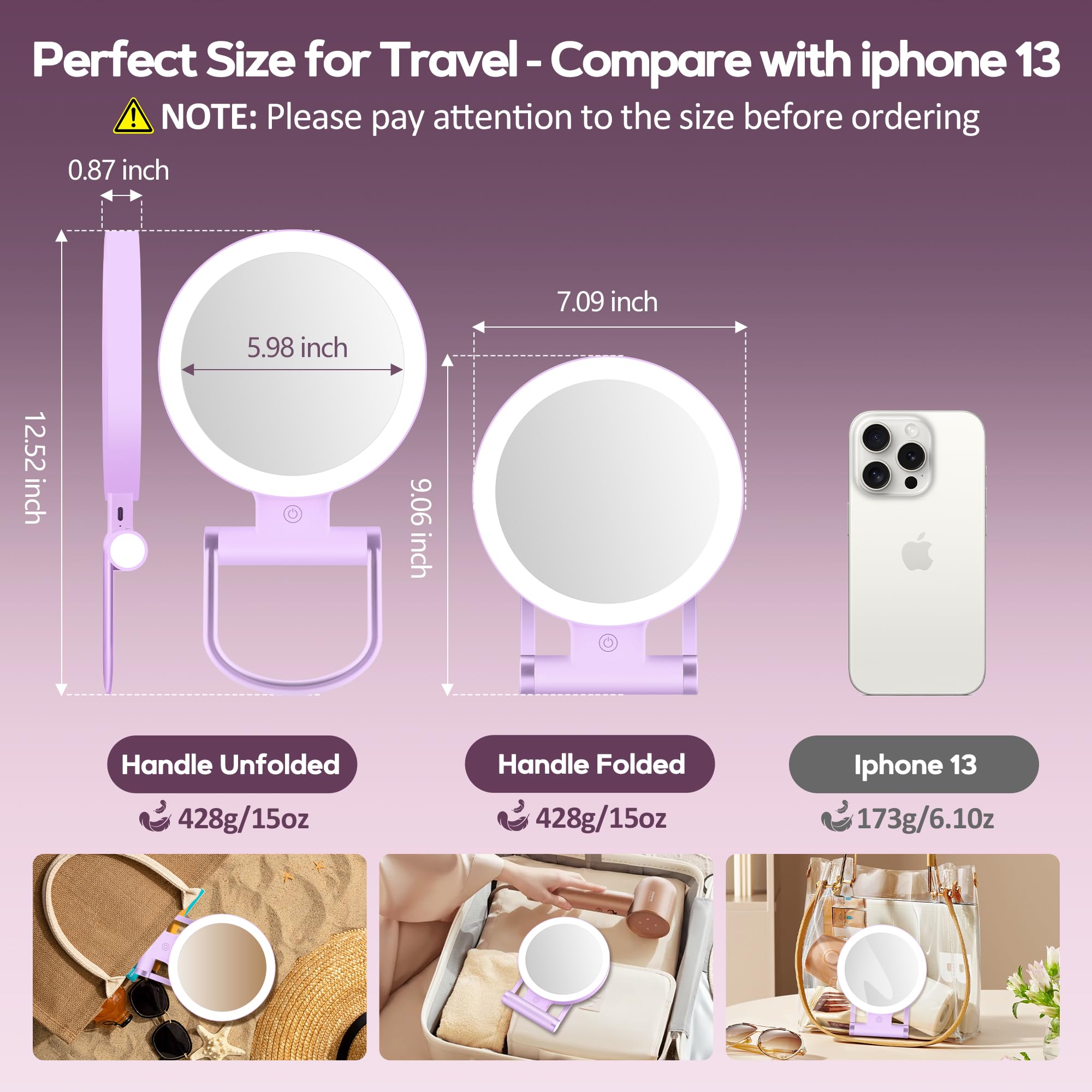 B Beauty Planet Magnifying Mirror with Light 30X, Double-Sided 1X/30X Magnifying - B Beauty Planet Official Product View 2