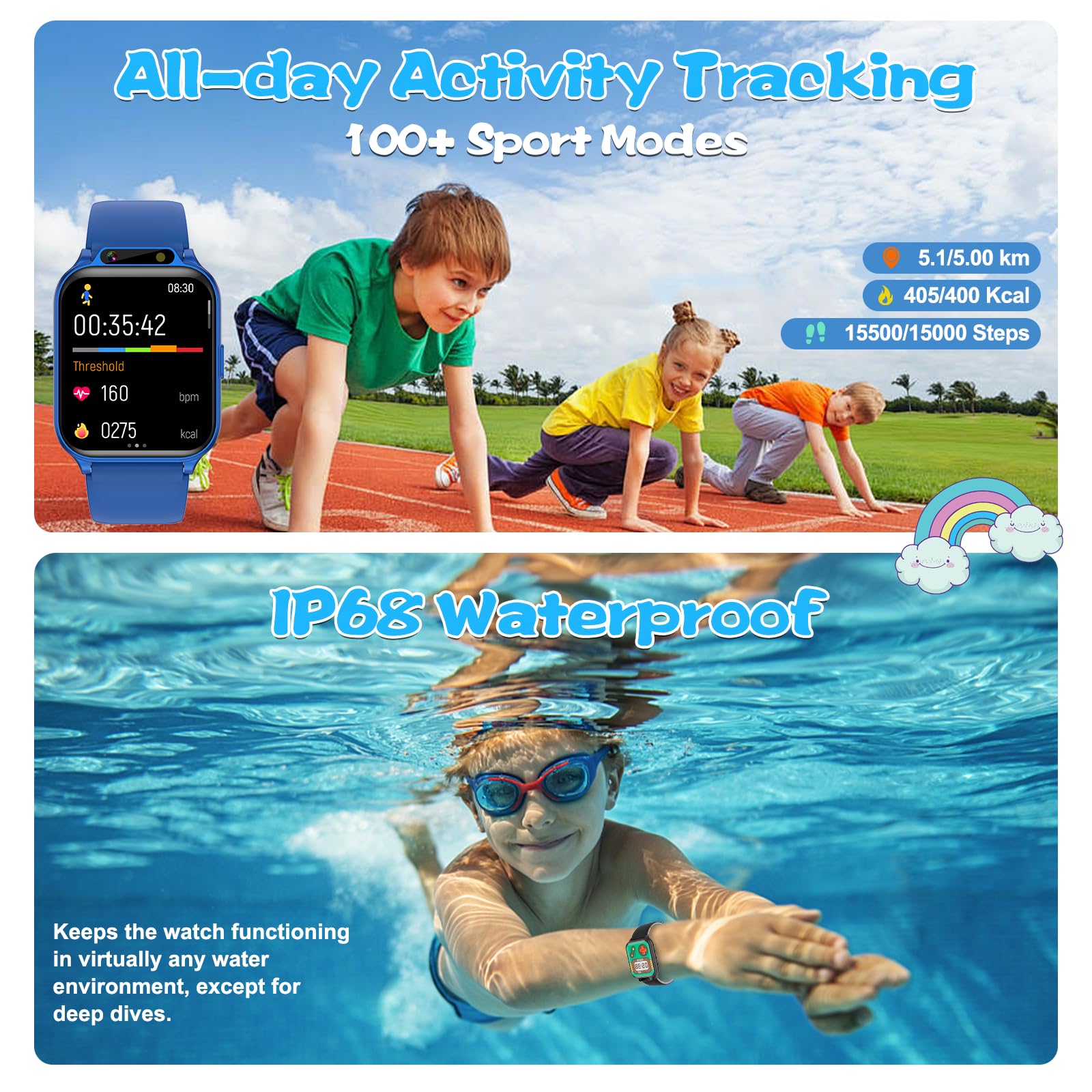 Monowul Smart Watch for Kids, 1.85" Fitness Tracker with Heart Rate, S - View 6