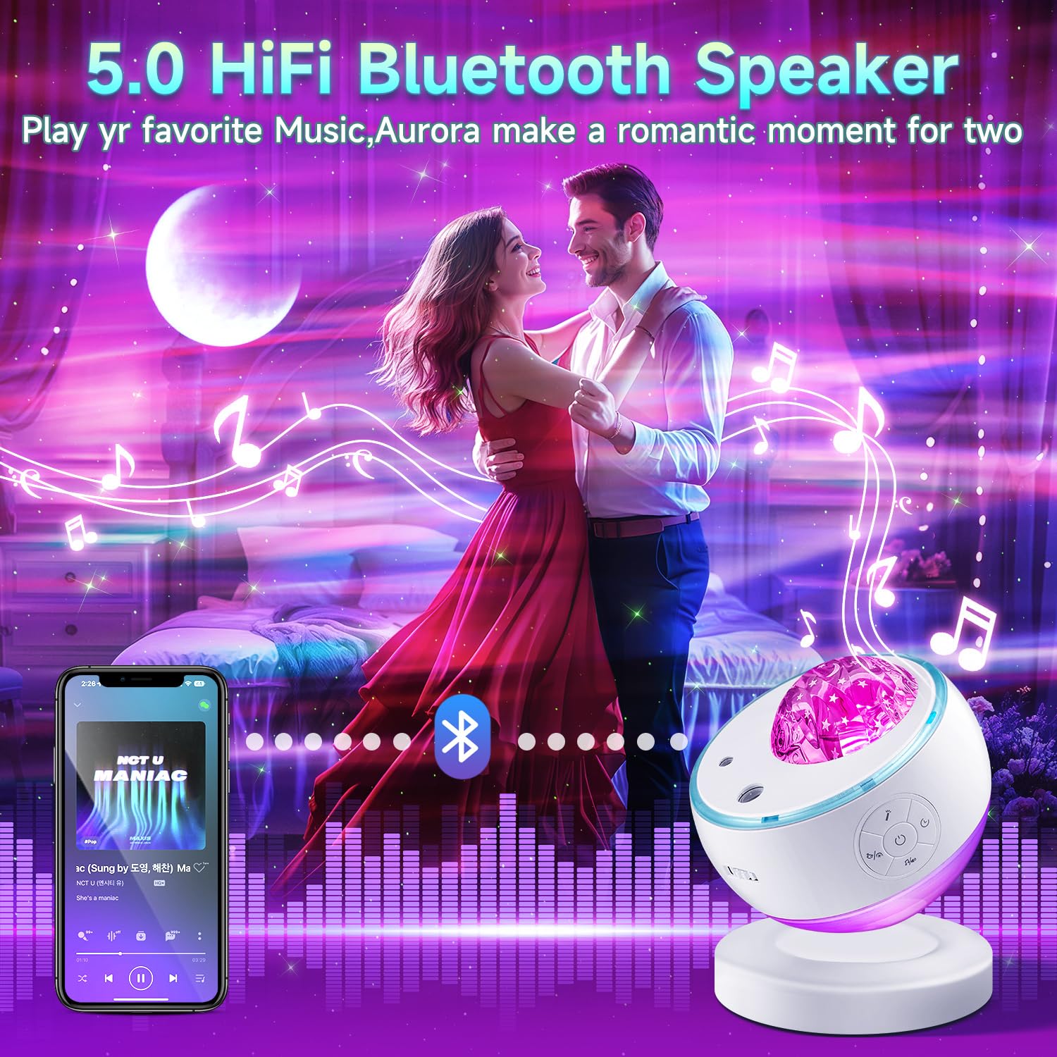 Staryou Iceberg Northern Lights Projector, White Galaxy Projector - Staryou Official Product View 6
