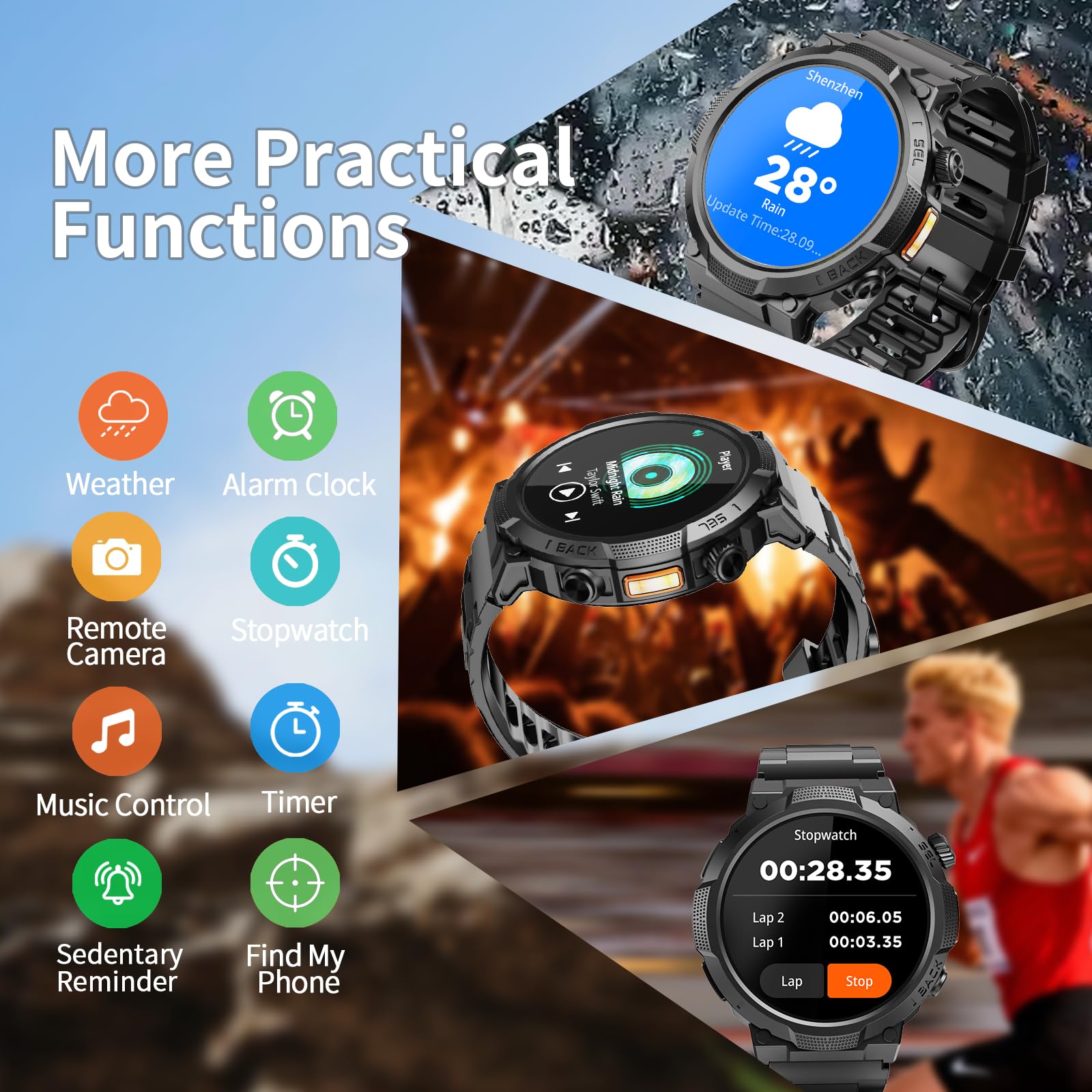 Soudorv Military Smart Watch for Men, 50+ Day Battery Life, Bluetooth - View 8