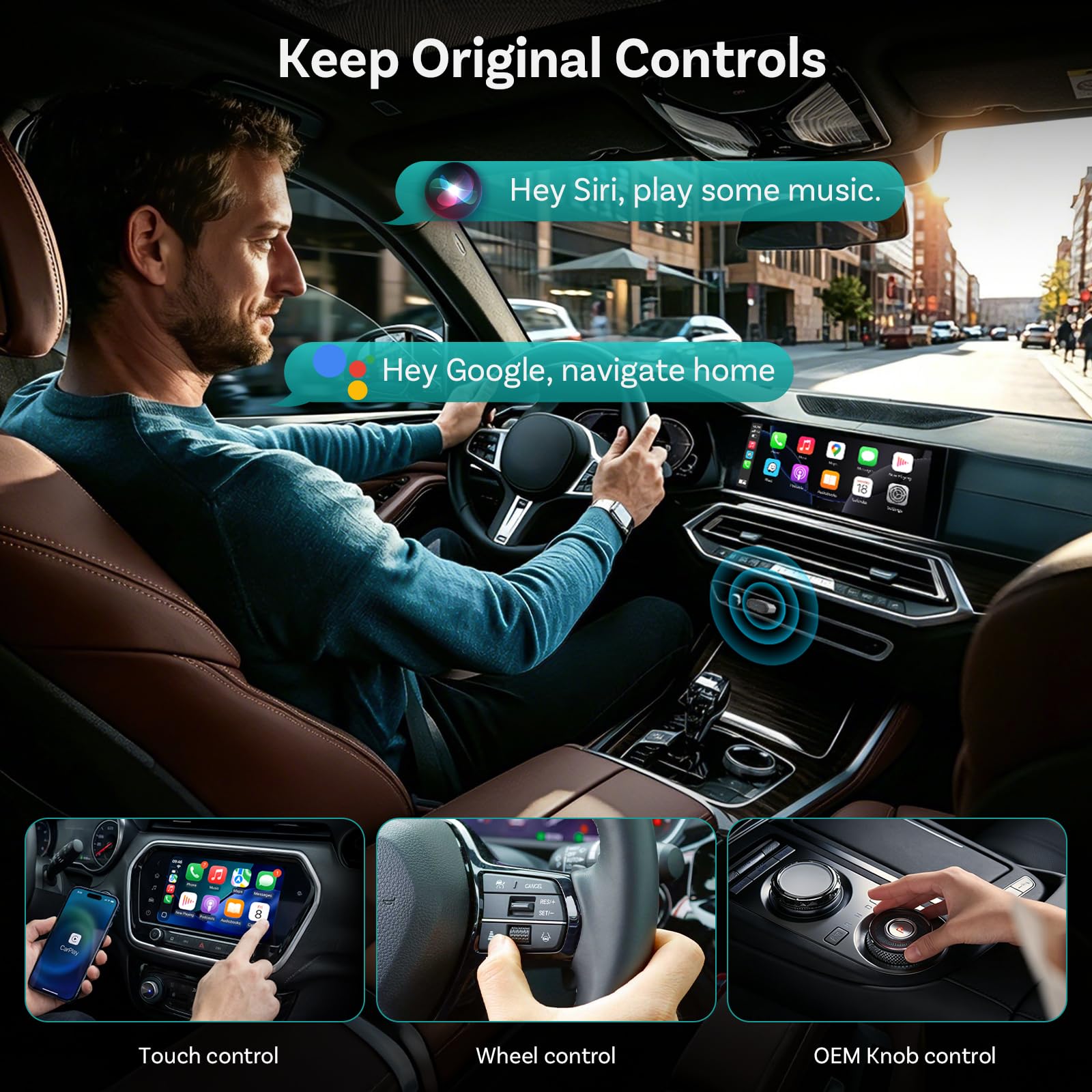 OTTOCAST Mini Nova 2-in-1 Wireless CarPlay & Android Auto Adapter by OTTOCAST - Angle View 5