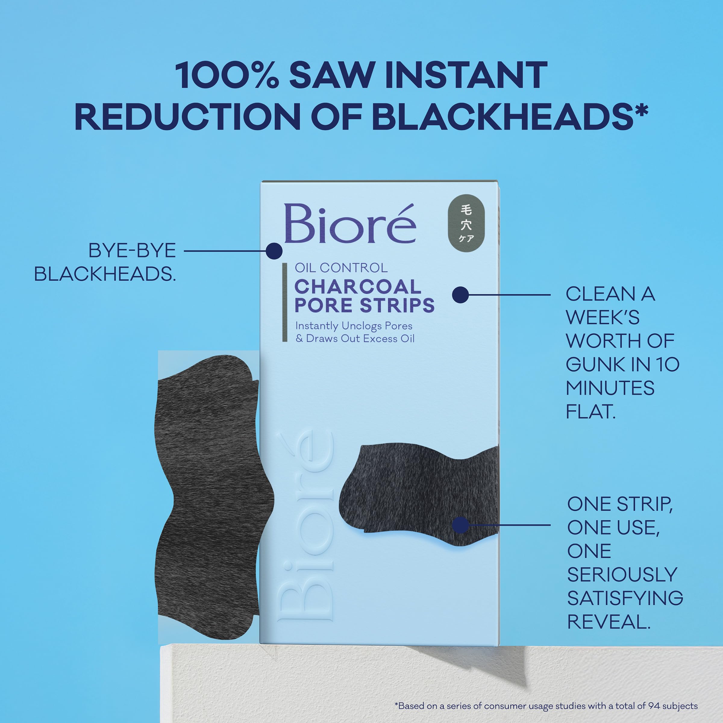Bioré Men's Blackhead Remover Pore Strips, Charcoal Deep Cleansing Nose Strips for Blackhead Removal on Oily Skin, 6 Count (Pack of 4)