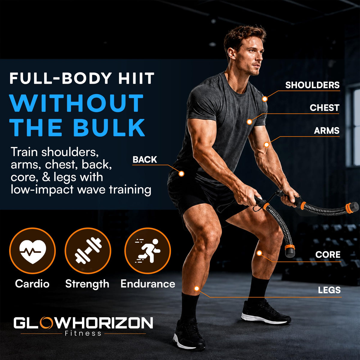 Cordless Battle Ropes Ropeless Battle Ropes with 8 Removable - GlowHorizon Official Imagery - 7