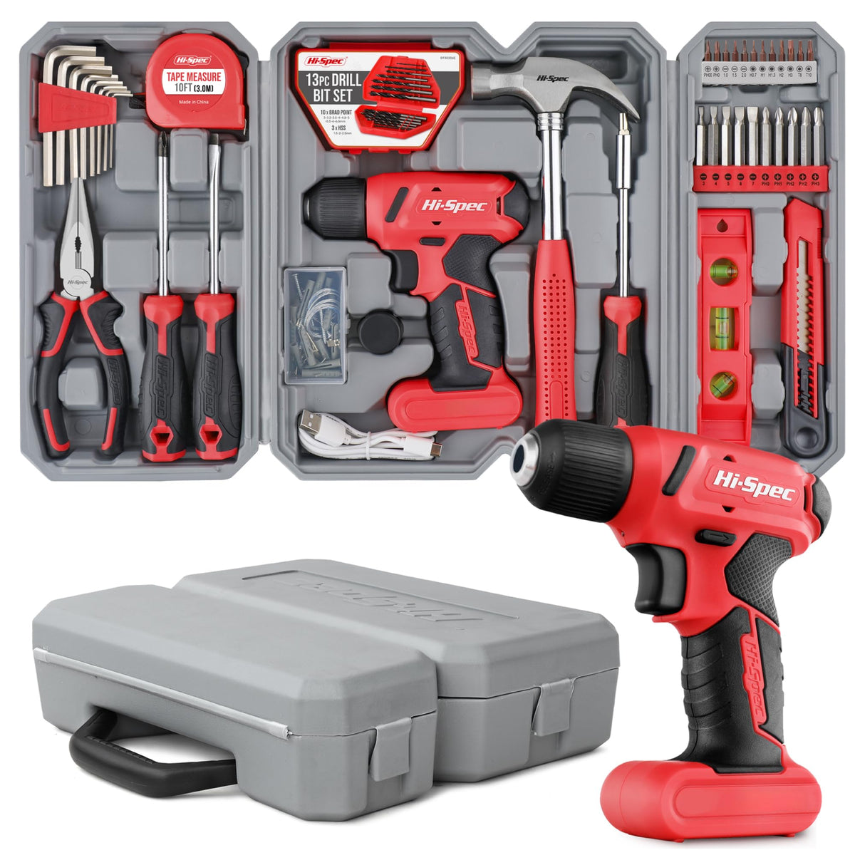 Hi Spec 8V USB Cordless Drill Driver Home Tool Kit for Home - Hi-Spec Official Imagery - 1