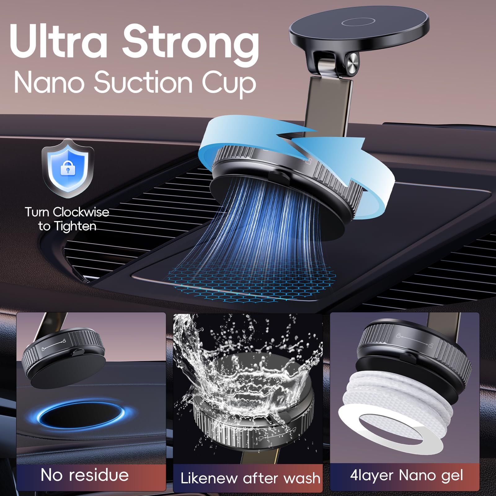 YLBV Magnetic Phone Holder for Car 2026 Heavy Duty Model 360° Adjustable Vacuum - YLBV Official Product View 6