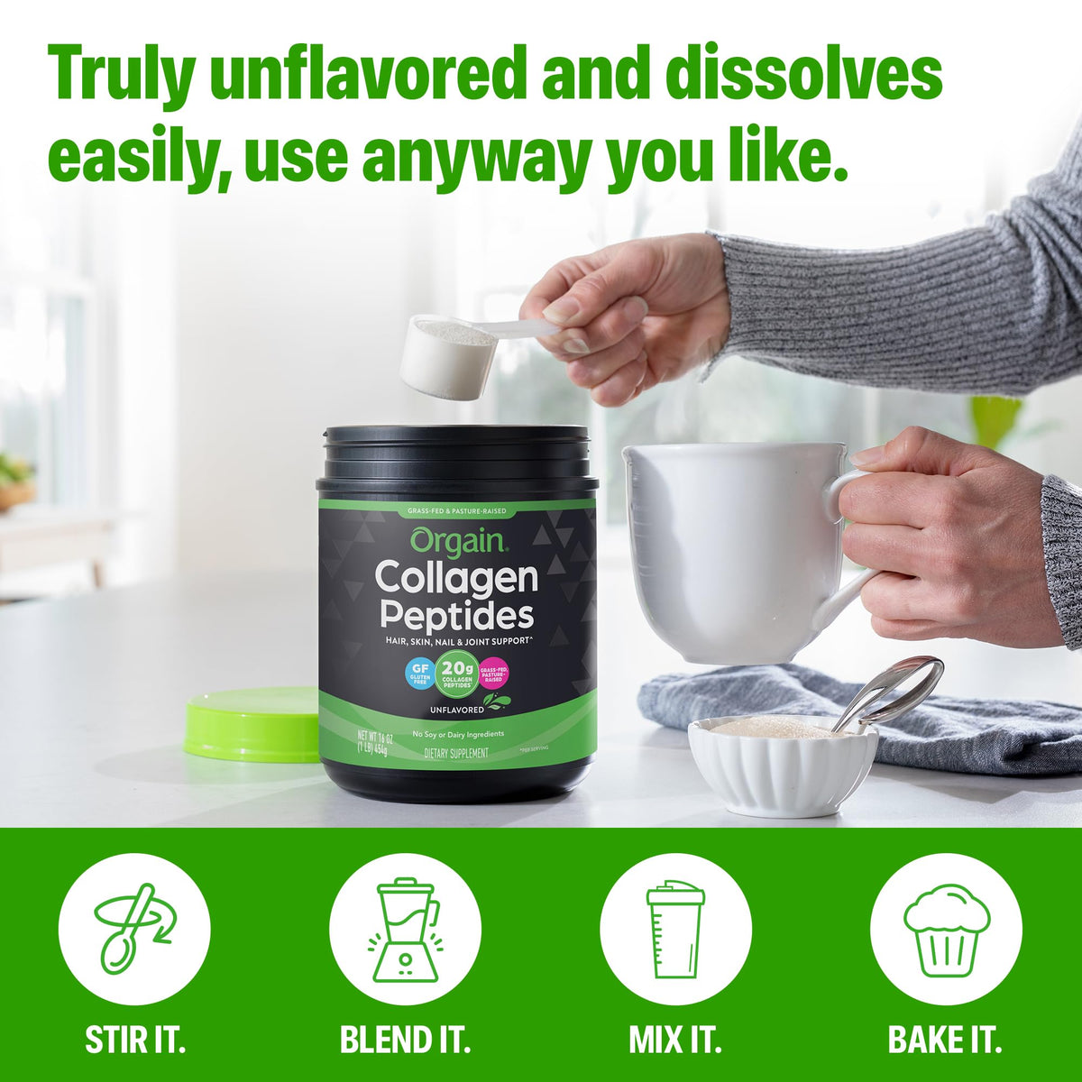 Orgain Hydrolyzed Collagen Peptides Powder For Women Men 20g - Orgain Official Imagery - 8
