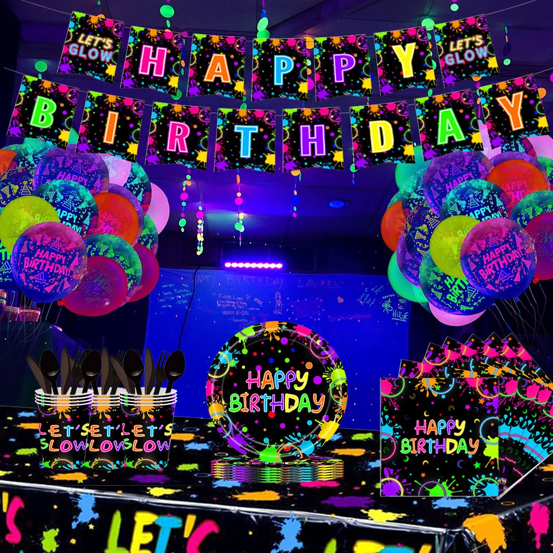 188 Pcs Neon Party Supplies Glow In The Dark Party Supplies - seashellss Official Imagery - 5