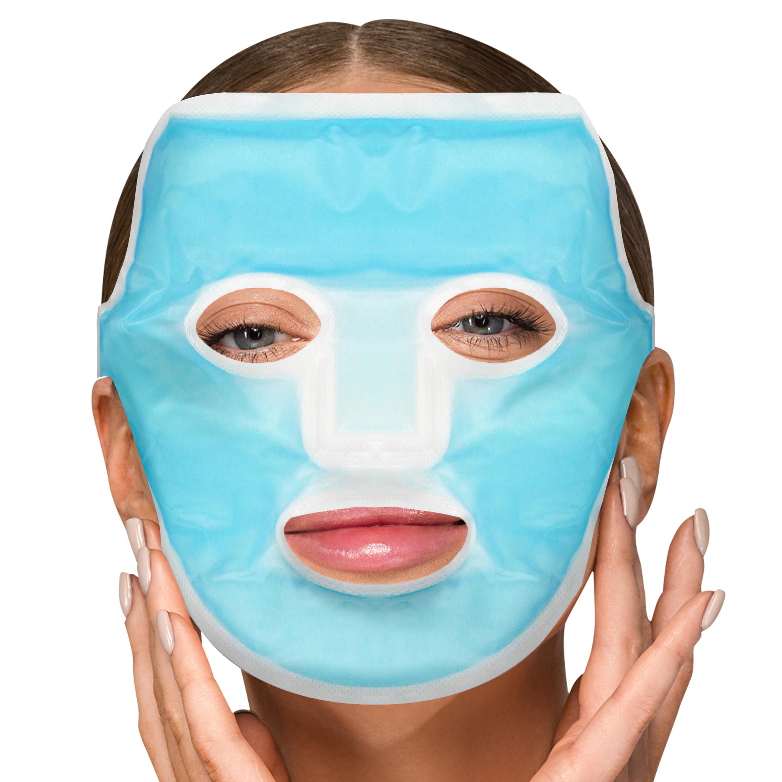 Skin Care Face Mask Ice Pack - Cold Face Ice Mask with Straps, Ice Mask for Face, Flexible and Reusable Cooling Face Mask and Eye Mask for Removing Puffiness and Tightening Pores
