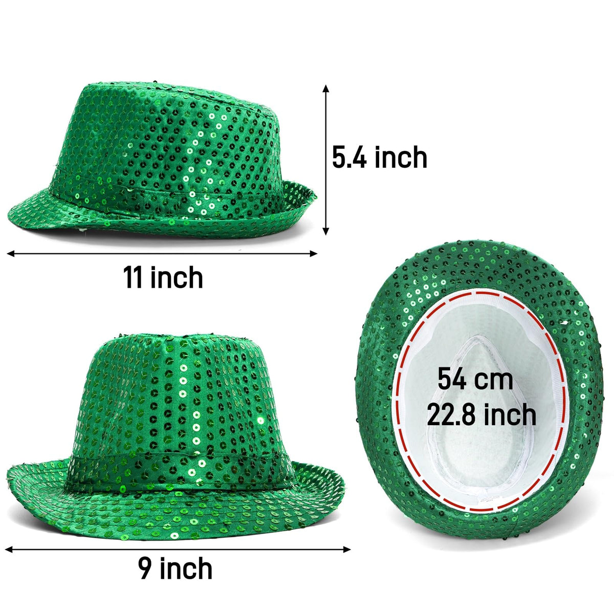 10 Pack Sequin Fedora Hats Glitter Western Disco Dance Hat - Pumtus Official Imagery - 3