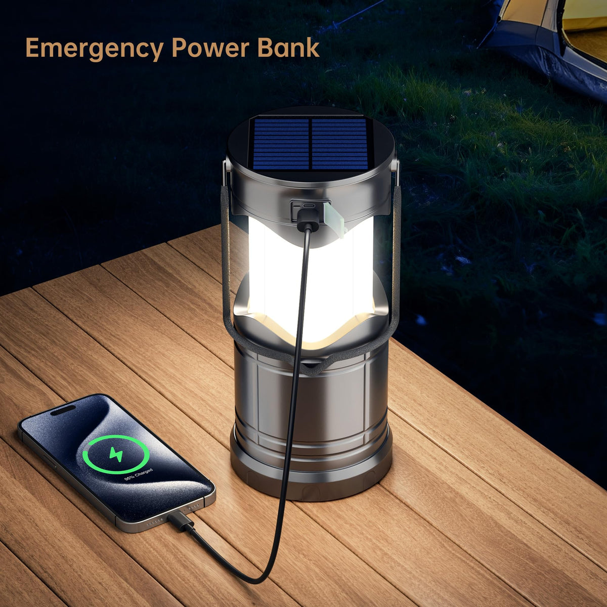 Lichamp 2 Pack Solar Camping Lantern USB Rechargeable LED - Lichamp Official Imagery - 5