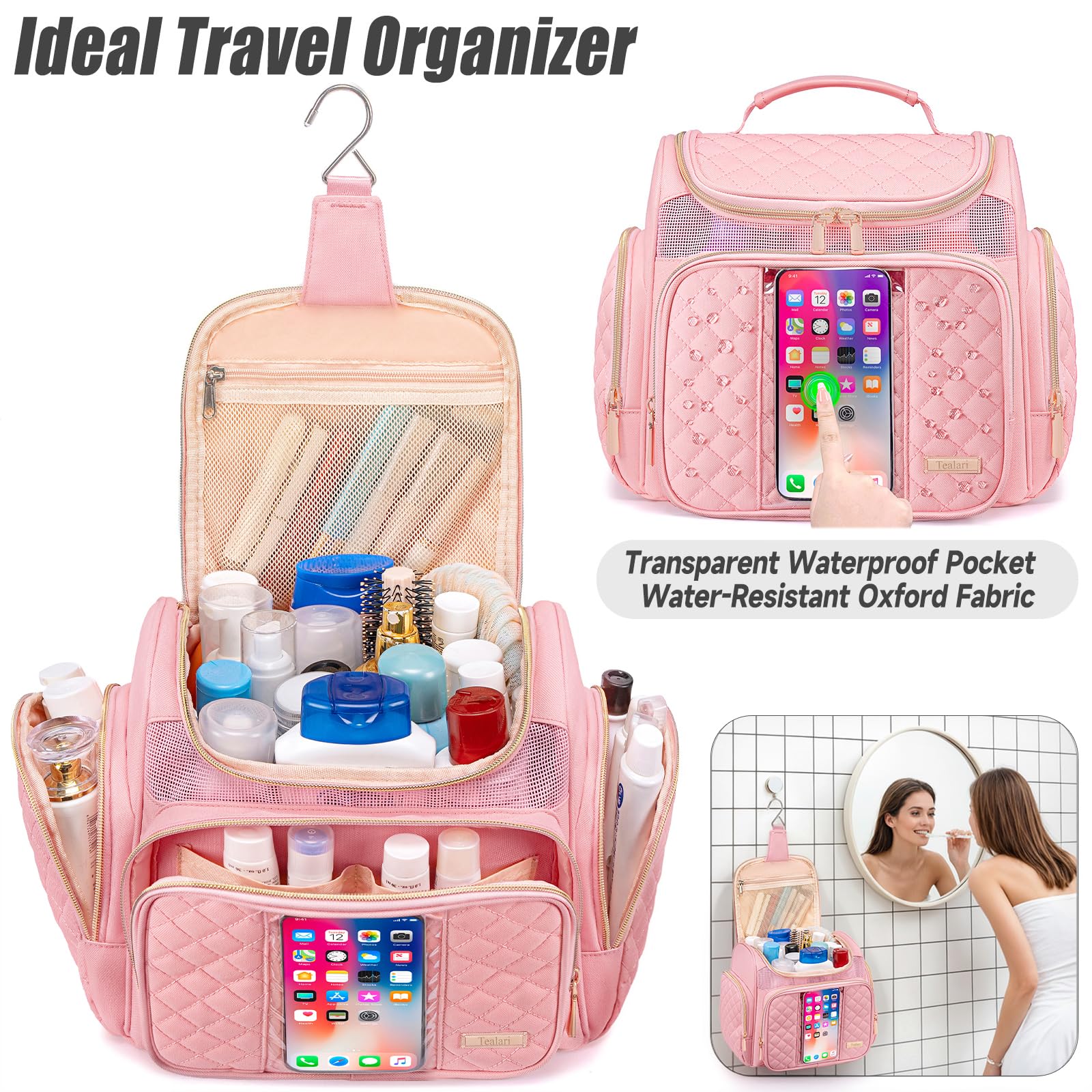 Tealari Large Toiletry Bag for Women Men Bathroom Bag Water - Tealari Official Imagery - 3