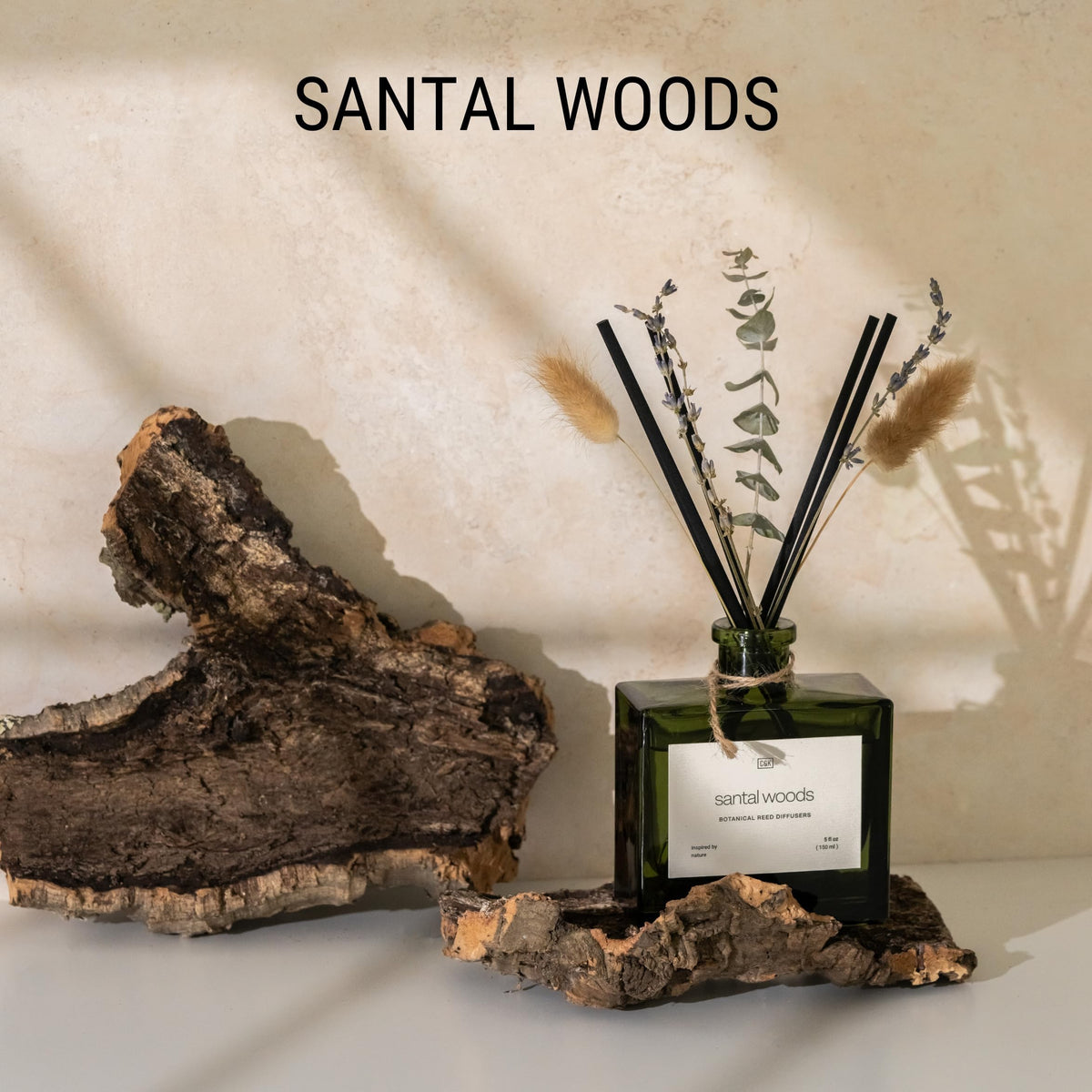 Craft Kin Premium Santal Woods Reed Diffuser with Dried - Craft & Kin Official Imagery - 3