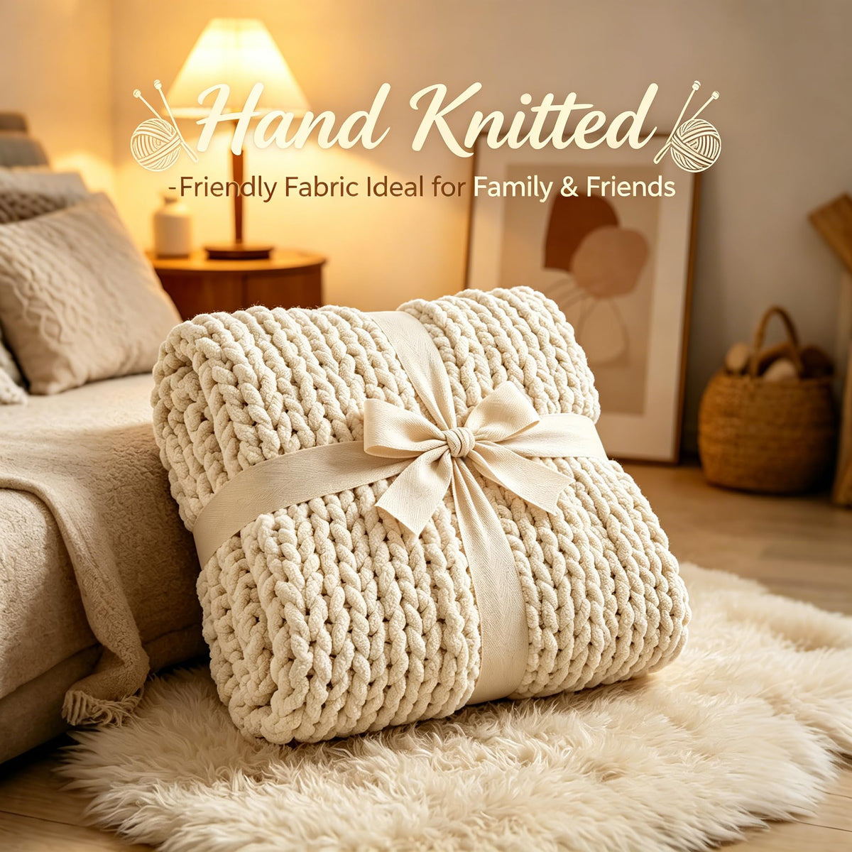 Chunky Knit Blanket Throw for Couch 51 x63 Chunky Yarn - Admitrack Official Imagery - 6