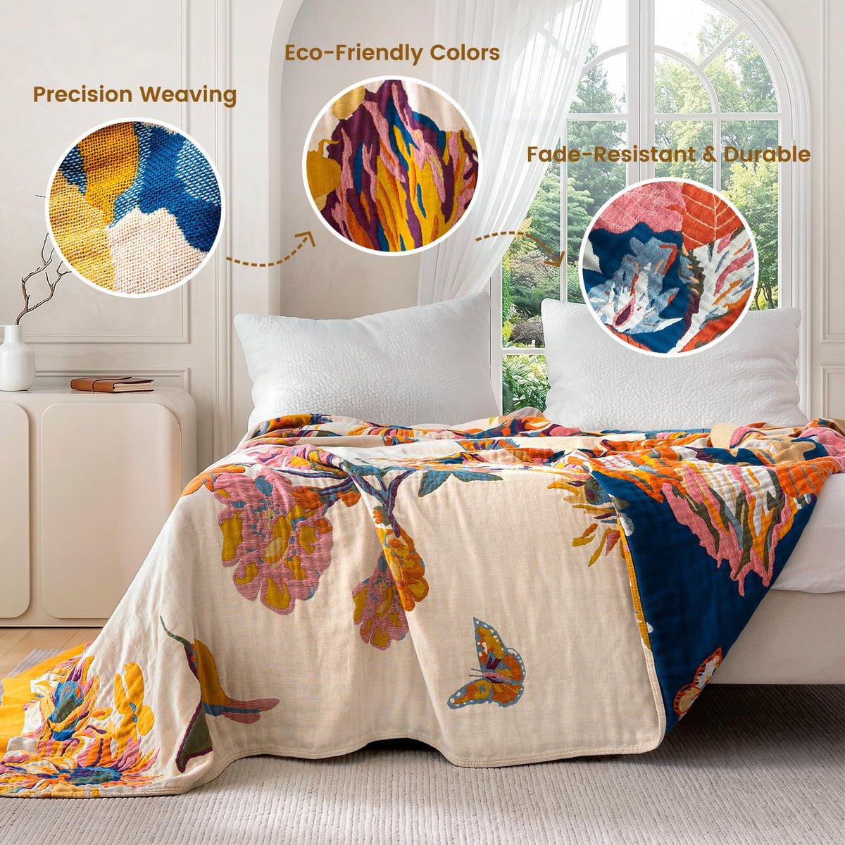 MSGKV Boho Throw Blanket 100 Cotton 60 x80 for Couch Bed - MSGKV Official Imagery - 5
