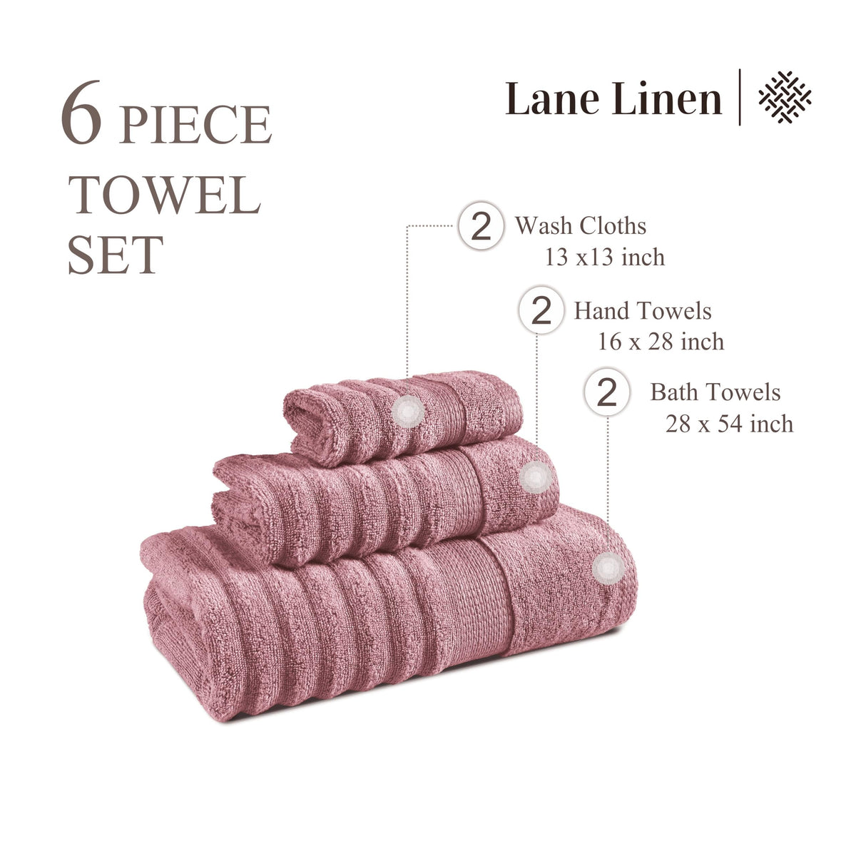 LANE LINEN Bath Towel Set Absorbent Quick Dry 100 Cotton - LANE LINEN Official Imagery - 5