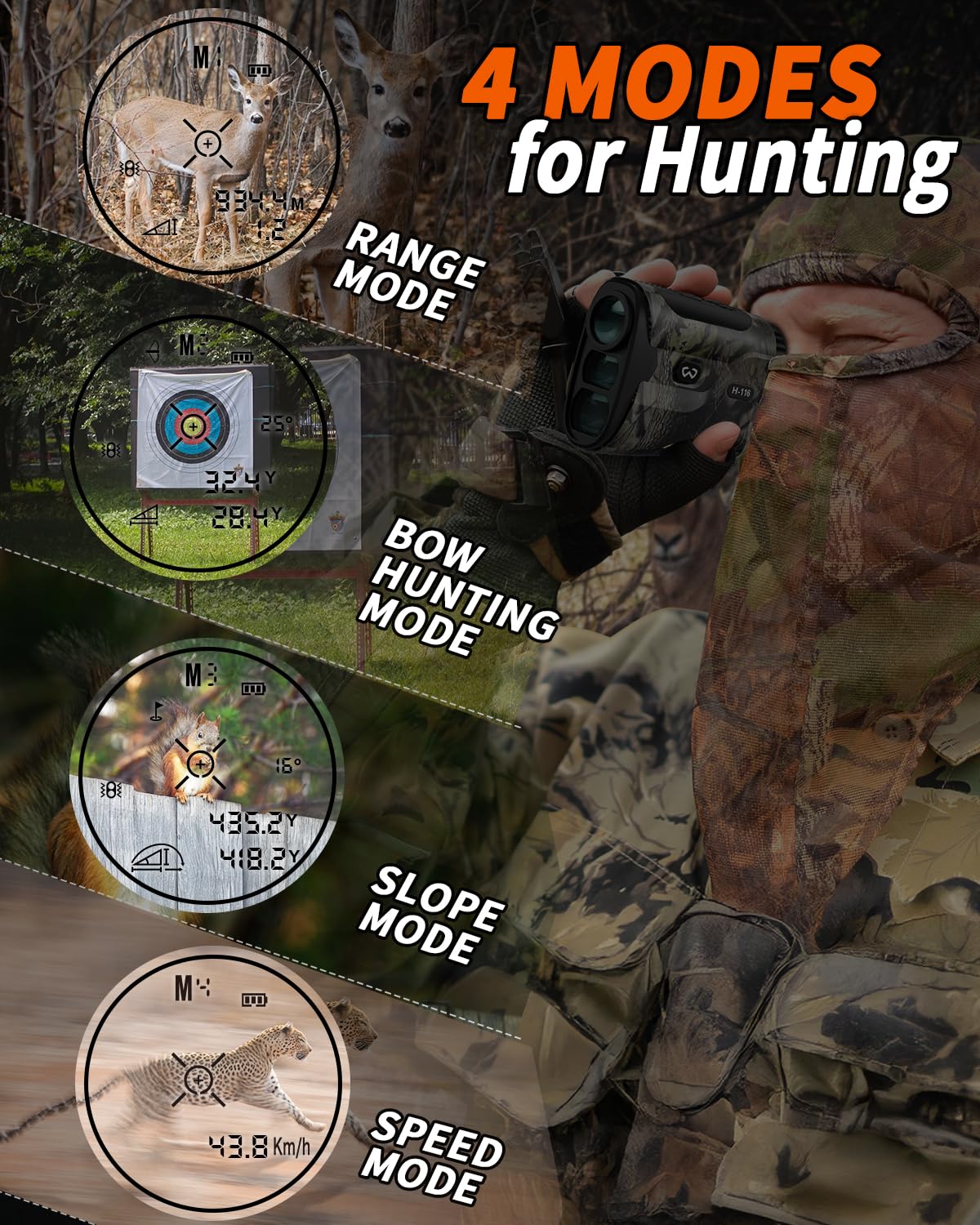 WOSPORTS Hunting Rangefinder 1200 1500 Yards Bow Hunting - WOSPORTS Official Imagery - 3