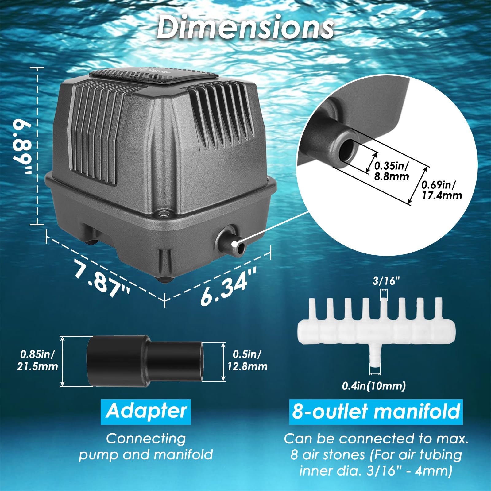 VCRAZE Powerful Linear Air Pump - KP-40/KP-60/KP-80 Pond Air Pump - VCRAZE Official Product View 5