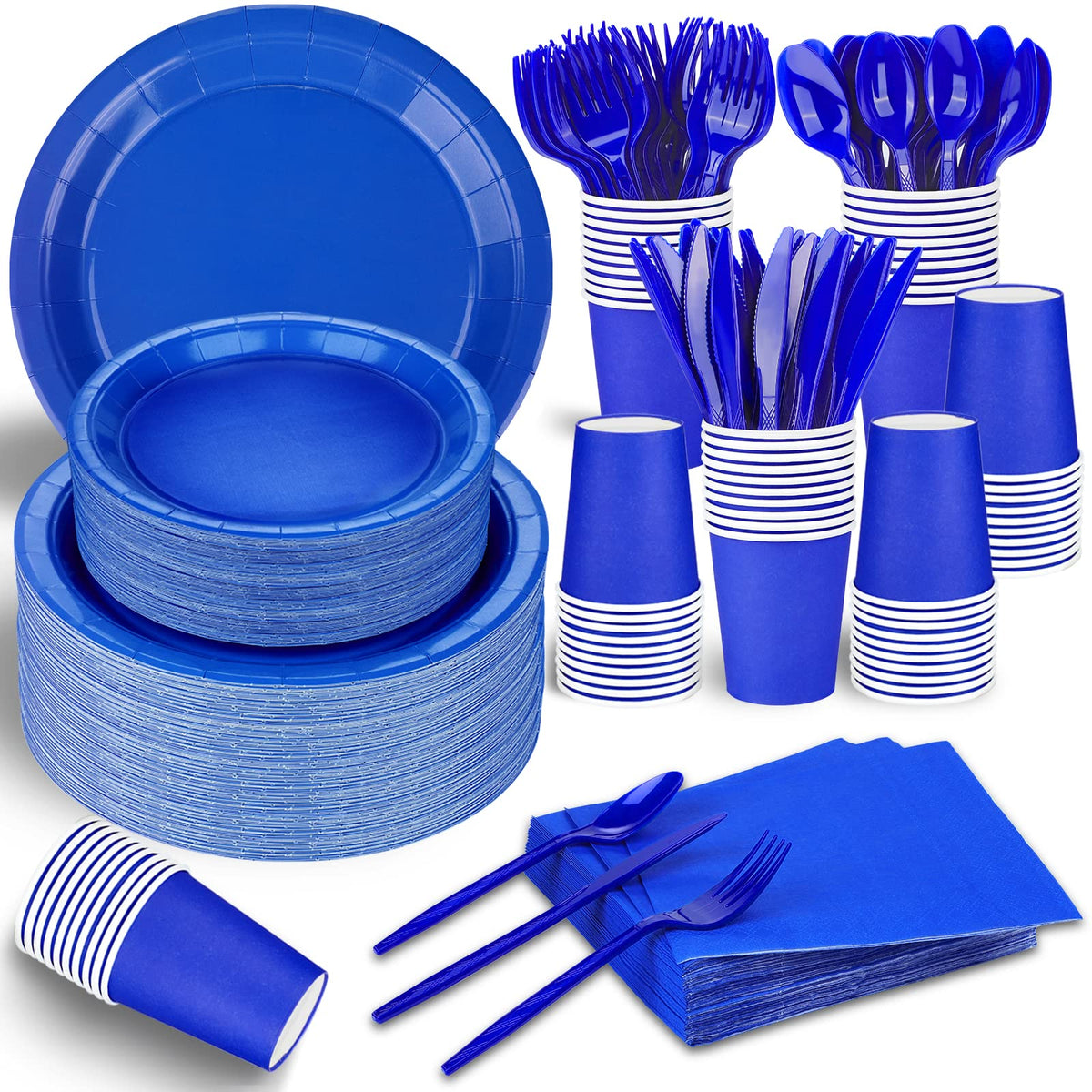 228PCS Navy Blue Party Supplies Set for 30 Guests Paper - TWOWYHI Official Imagery - 7