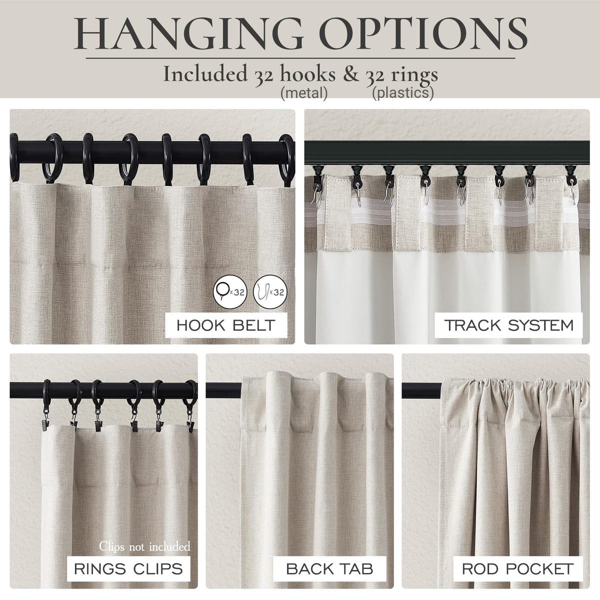 100 Blackout Curtains 84 Inch Length 2 Panels Set Farmhouse - QJmydeco Official Imagery - 5