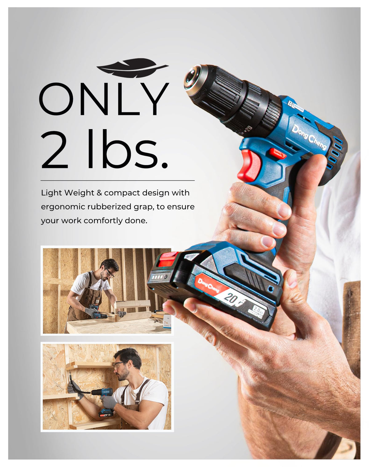 Dong Cheng 20V Brushless Heavy duty Impact Drill 443 in lbs - Dong Cheng Official Imagery - 7