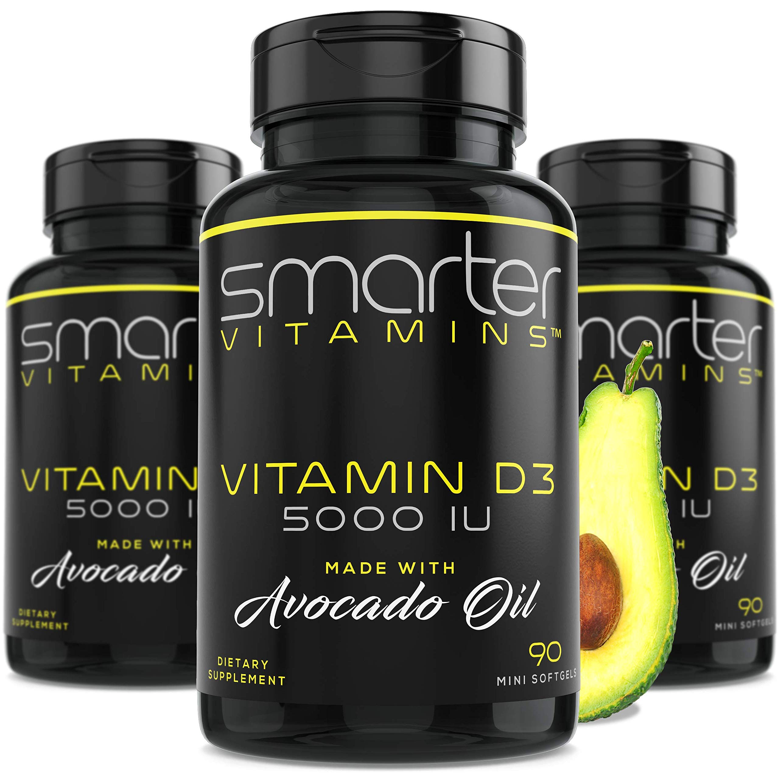 3 Pack Vitamin D3 5000 IU with Avocado Oil 125 mcg 270 Mini - SmarterVitamins Official Imagery - 2