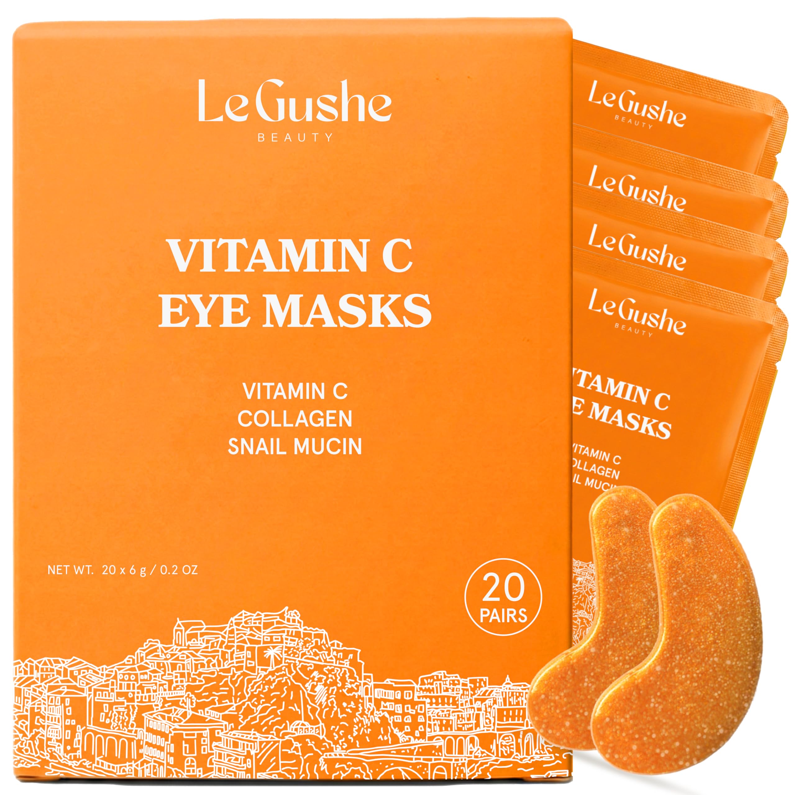 Vitamin C Eye Patches with Collagen and Snail Mucin, Aloe Vera - Product Imagery