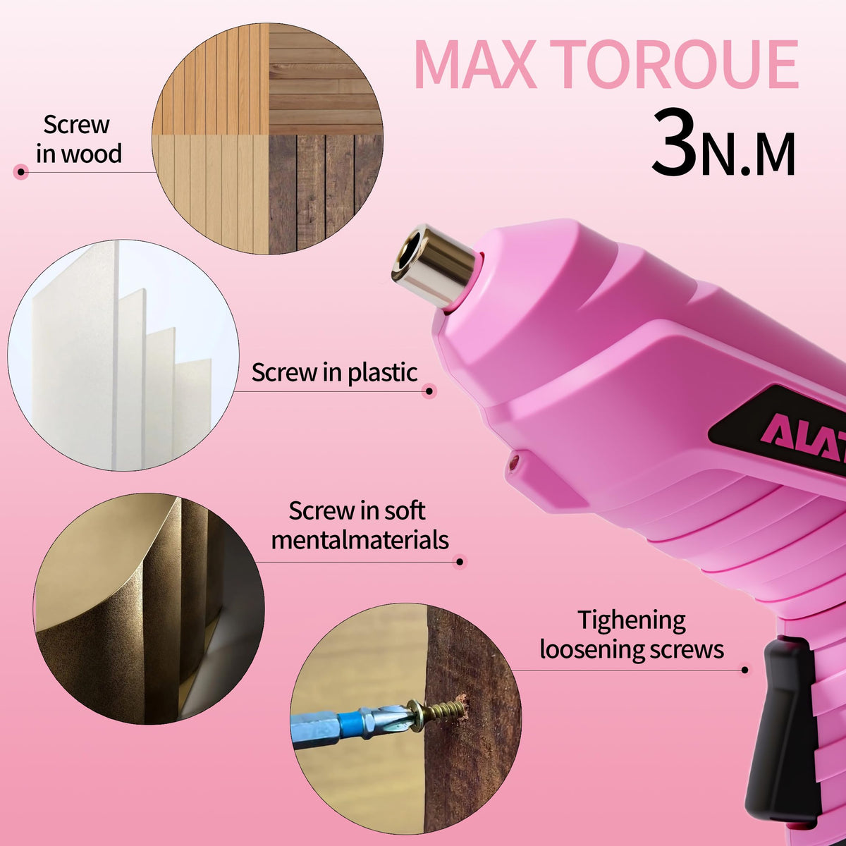 Electric Screwdriver Cordless 40Pcs Pink Tool Set - NIKI MOTORSPORTS Official Imagery - 6