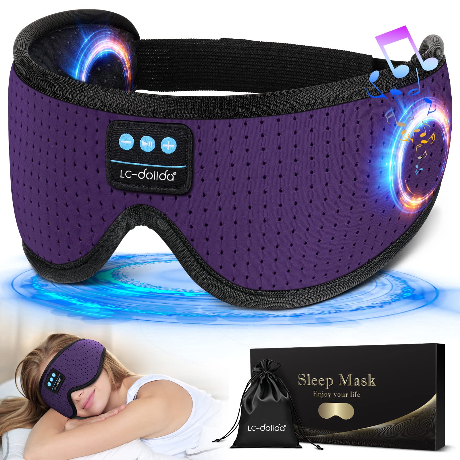 LC-dolida Sleep Headphones, White Noise Bluetooth Sleep Mask 3D Breathable Wirel - LC-dolida Official Product View 1