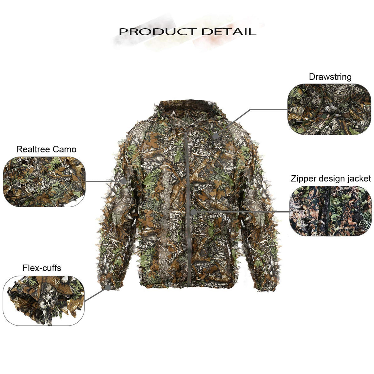 Ghillie Suit Gilly 3D Leafy Camo Cloth Youth Hunting Airsoft - EAmber Official Imagery - 4