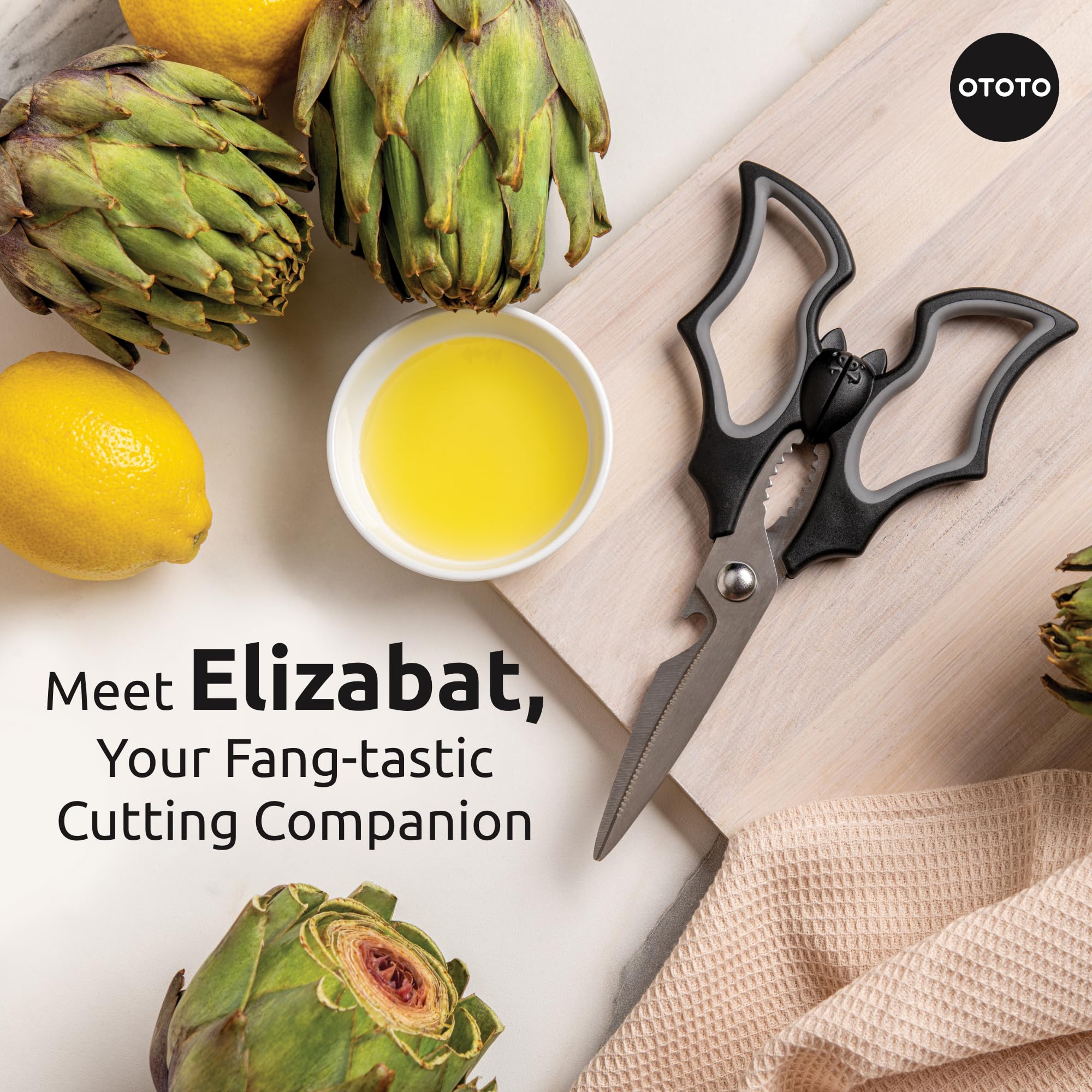 OTOTO Original Elizabat Kitchen Scissors - Halloween Goth Cute Bat Kit - View 4