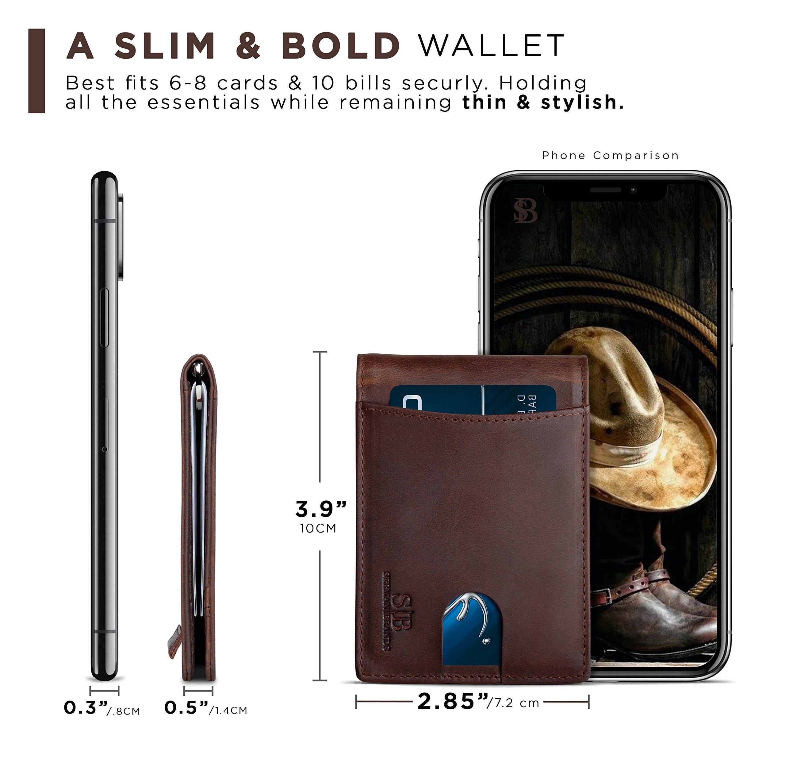 SERMAN BRANDS RFID Blocking Slim Bifold Leather Wallet for Men