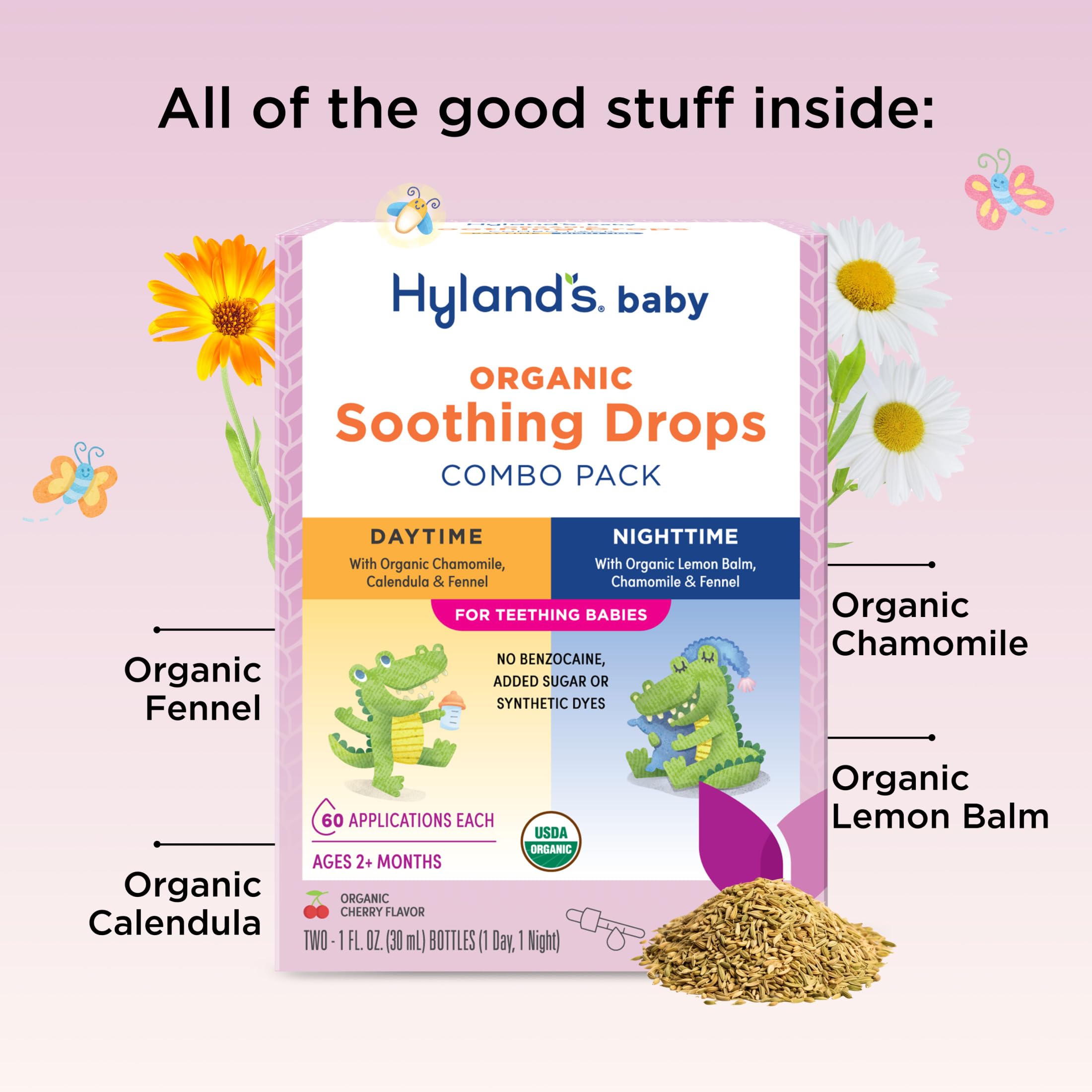 Hyland's Baby Organic Soothing Drops Day & Night 2-Pack
