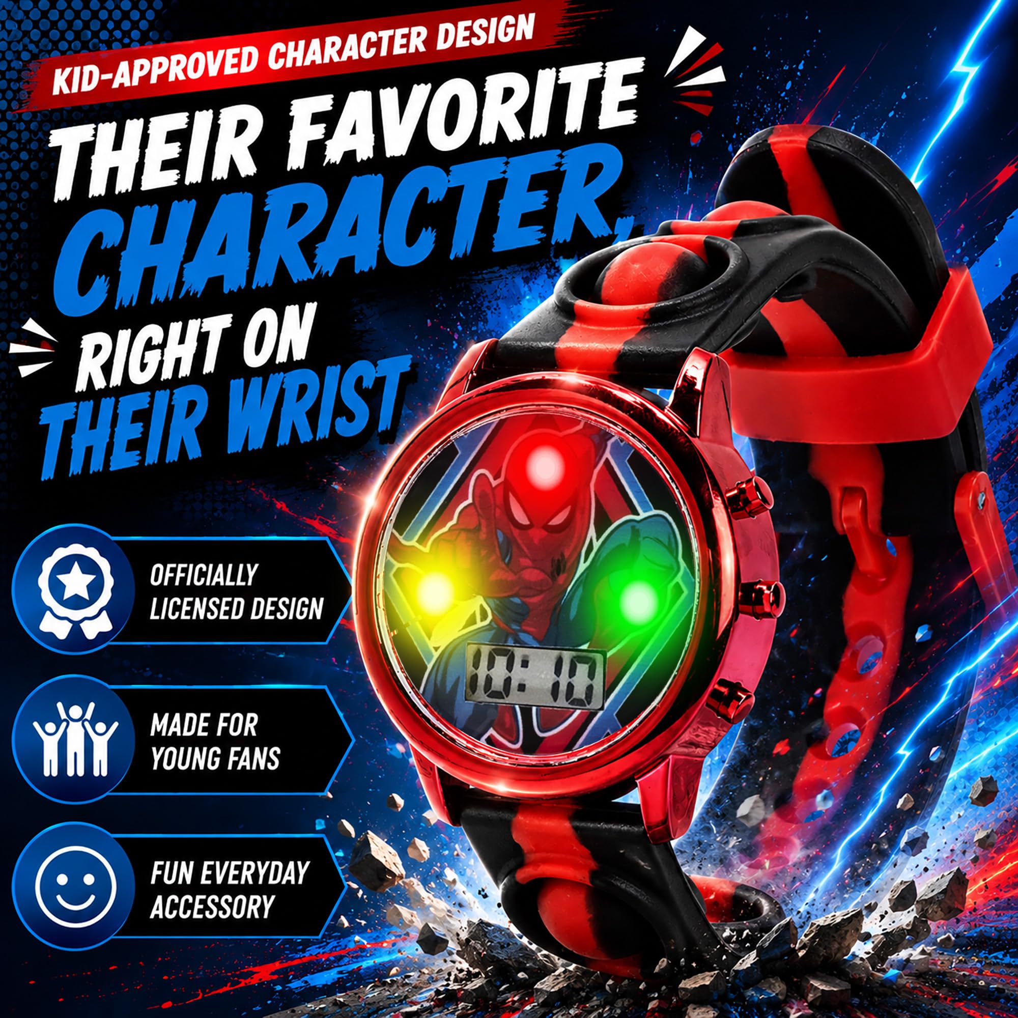 Accutime Marvel Spiderman Kids Digital LCD Wrist-Watch with Red, Green - View 2