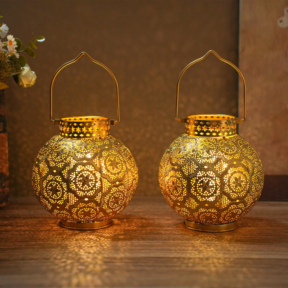 TRIROCKS Set of 2 Moroccan Style Metal Table Lamp 7 High - TRIROCKS Official Imagery - 2
