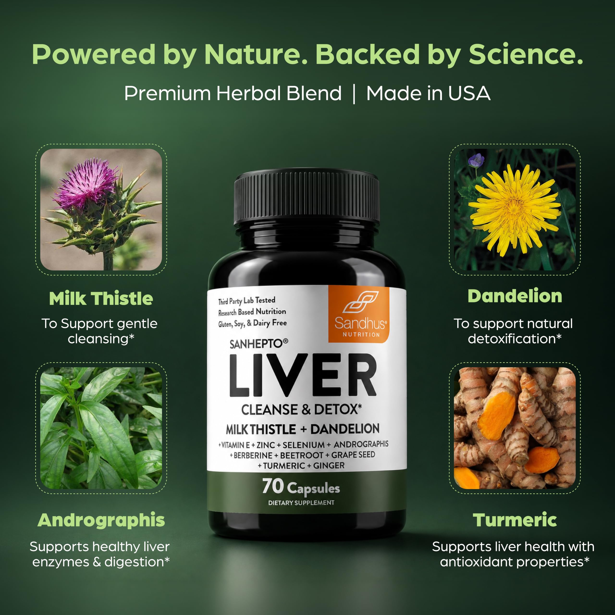 Sandhu's Liver Cleanse Detox & Repair Capsules, Milk Thistle Dandelion - View 3