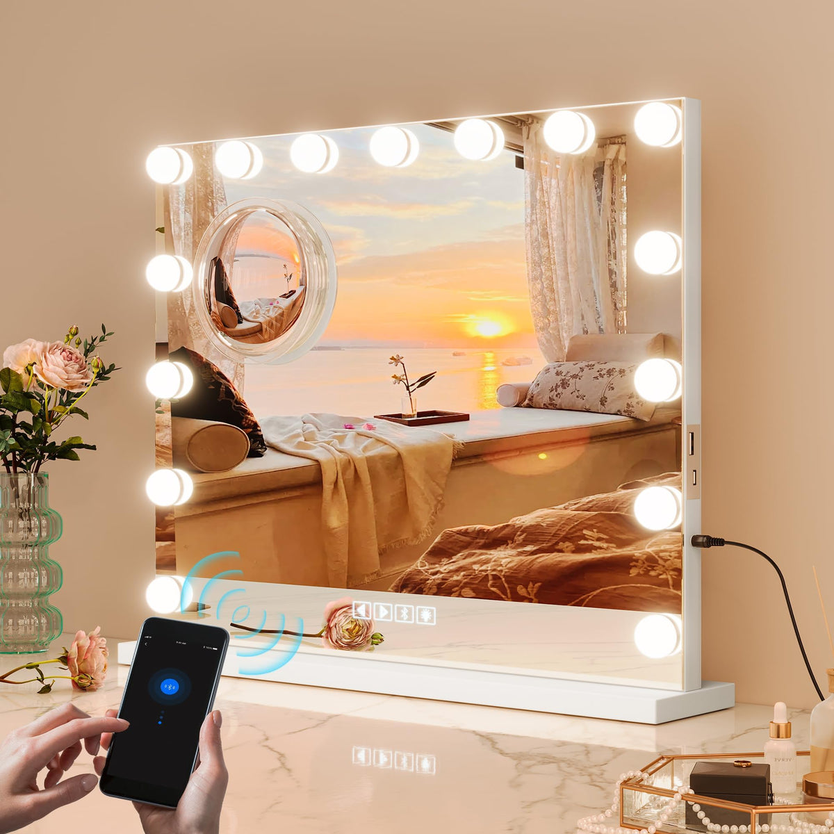24x22 Lighted Vanity Mirror with 15 Dimmable LED Bulbs 3 - coucheta Official Imagery - 8