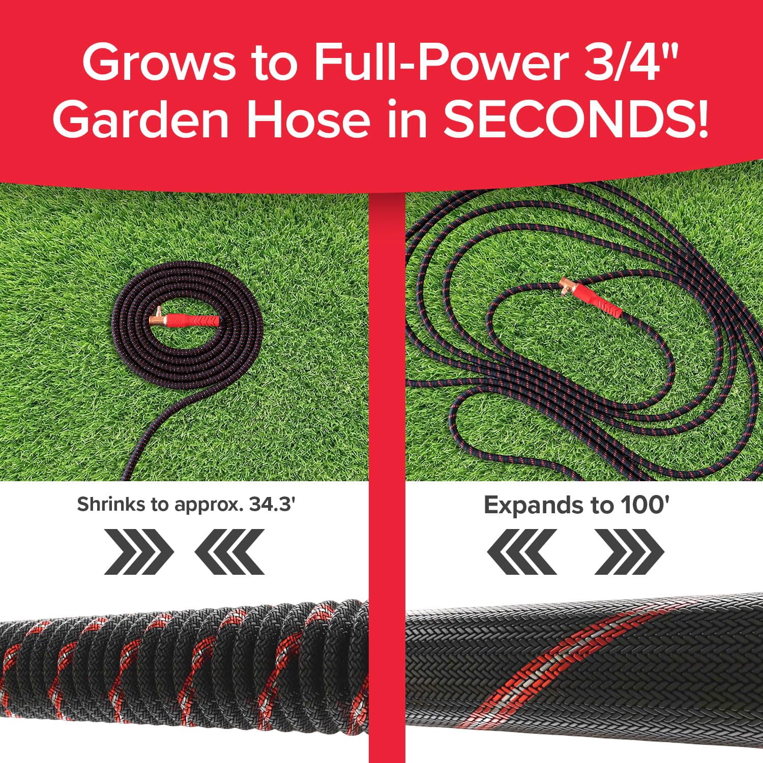 Pocket Hose Ballistic 100 FT Expandable Garden Hose, No-Kink, As - Pocket Hose Official Product View 3