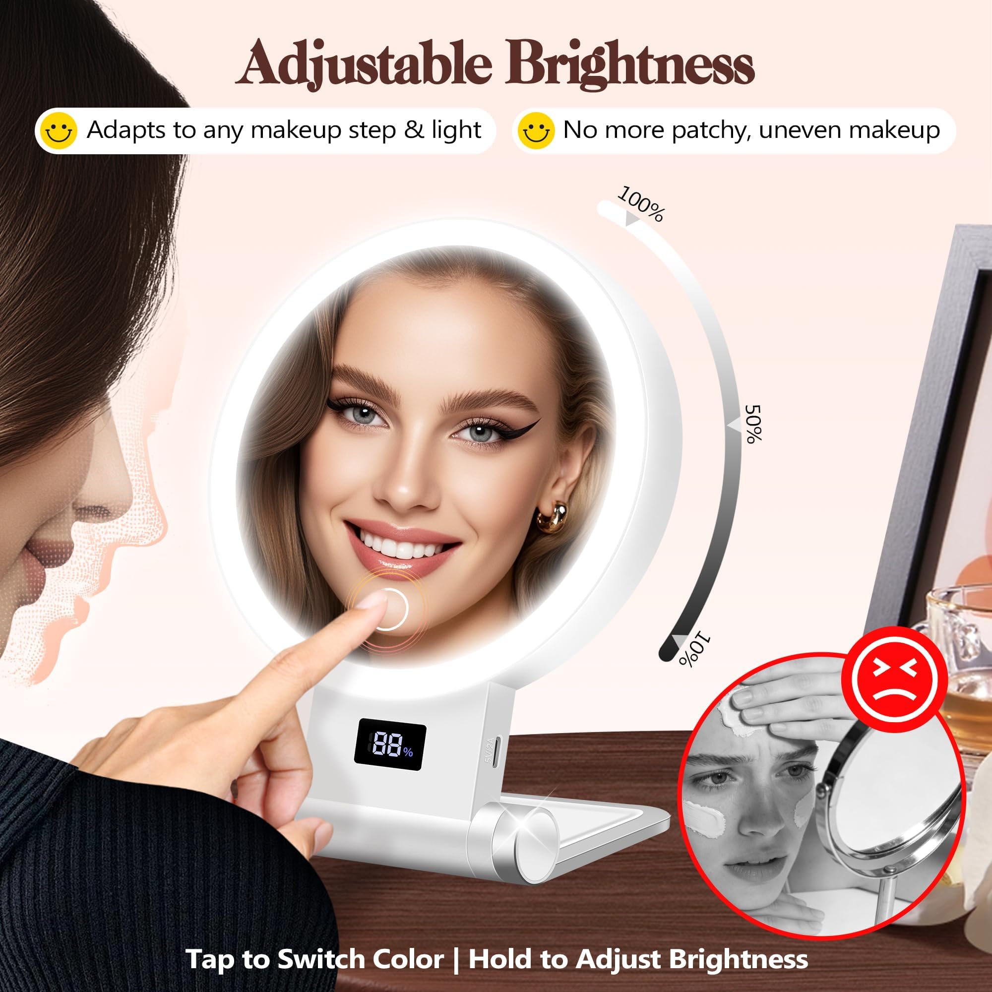 B Beauty Planet Magnifying Mirror with Light 30X, 2000mAh 1X/ 30X Magnifying Mak - B Beauty Planet Official Product View 7