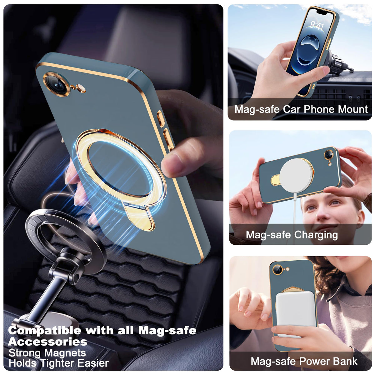 Plating Phone Case for iPhone 17E 16E with Stand 6 1 Grey - ETPESOK Official Imagery - 5