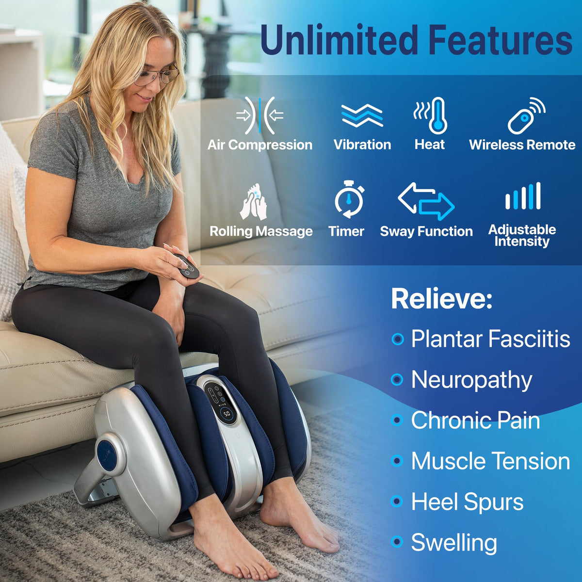 MIKO Shiatsu Foot Leg and Calf Massager with Heat - MIKO Official Imagery - 4