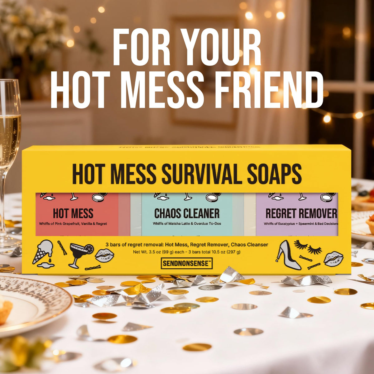 Hot Mess Survival Soap Gift Set Funny Gag Gift for Mom - SendNonsense Official Imagery - 8