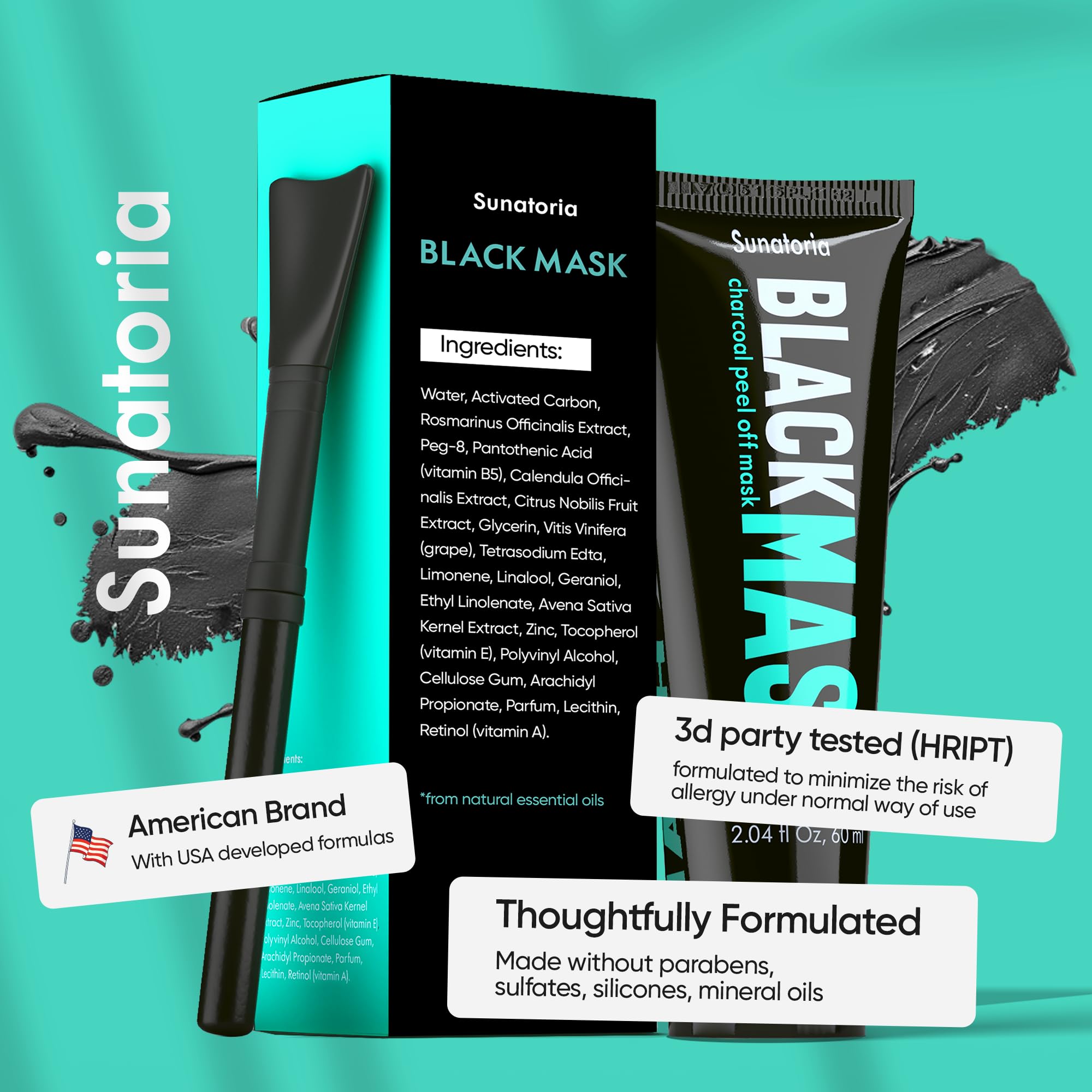 SUNATORIA Charcoal Black Peel Off Face Mask, Blackhead Pore - SUNATORIA