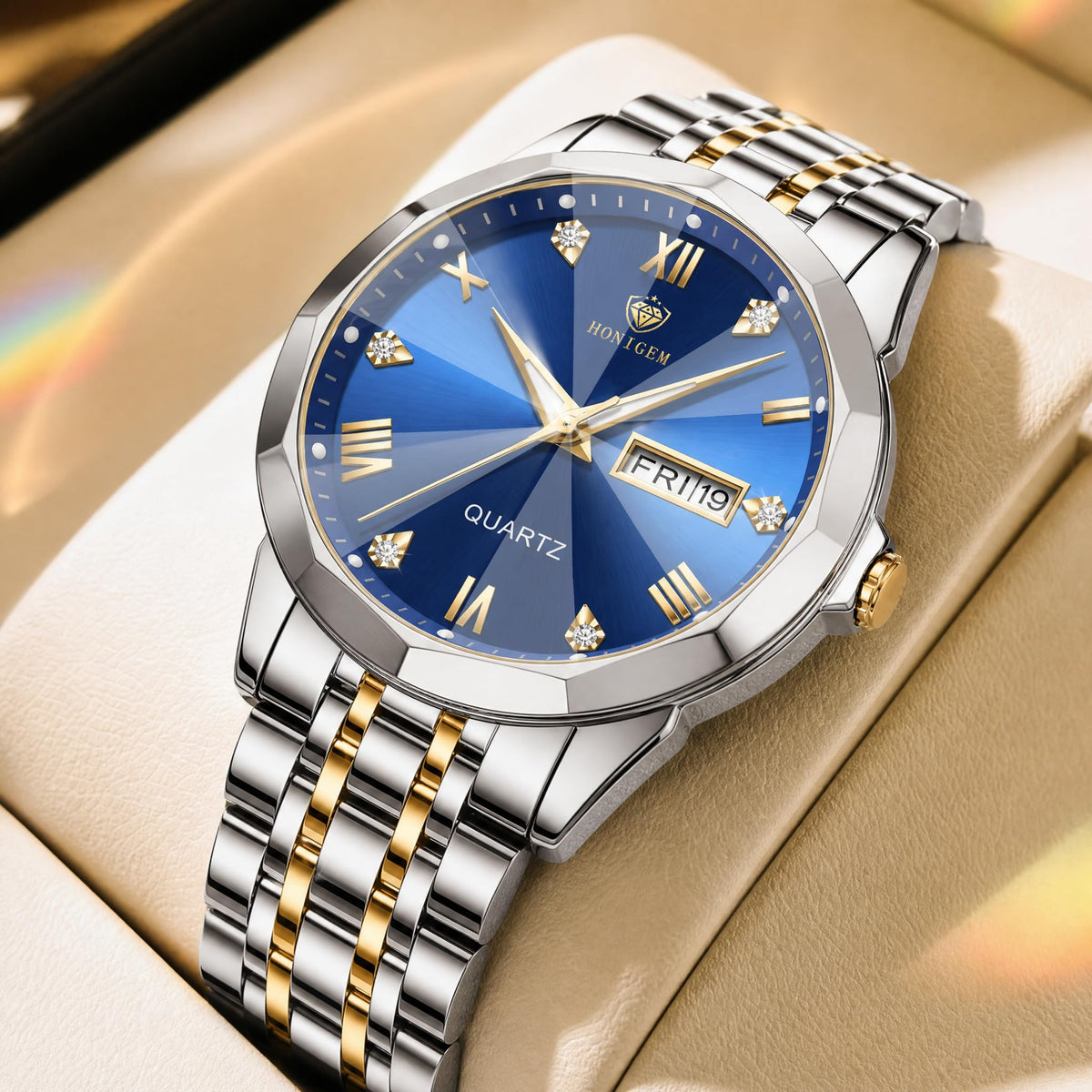 Mens Watches Chronograph Stainless Steel Business Dress - HONIGEM Official Imagery - 3
